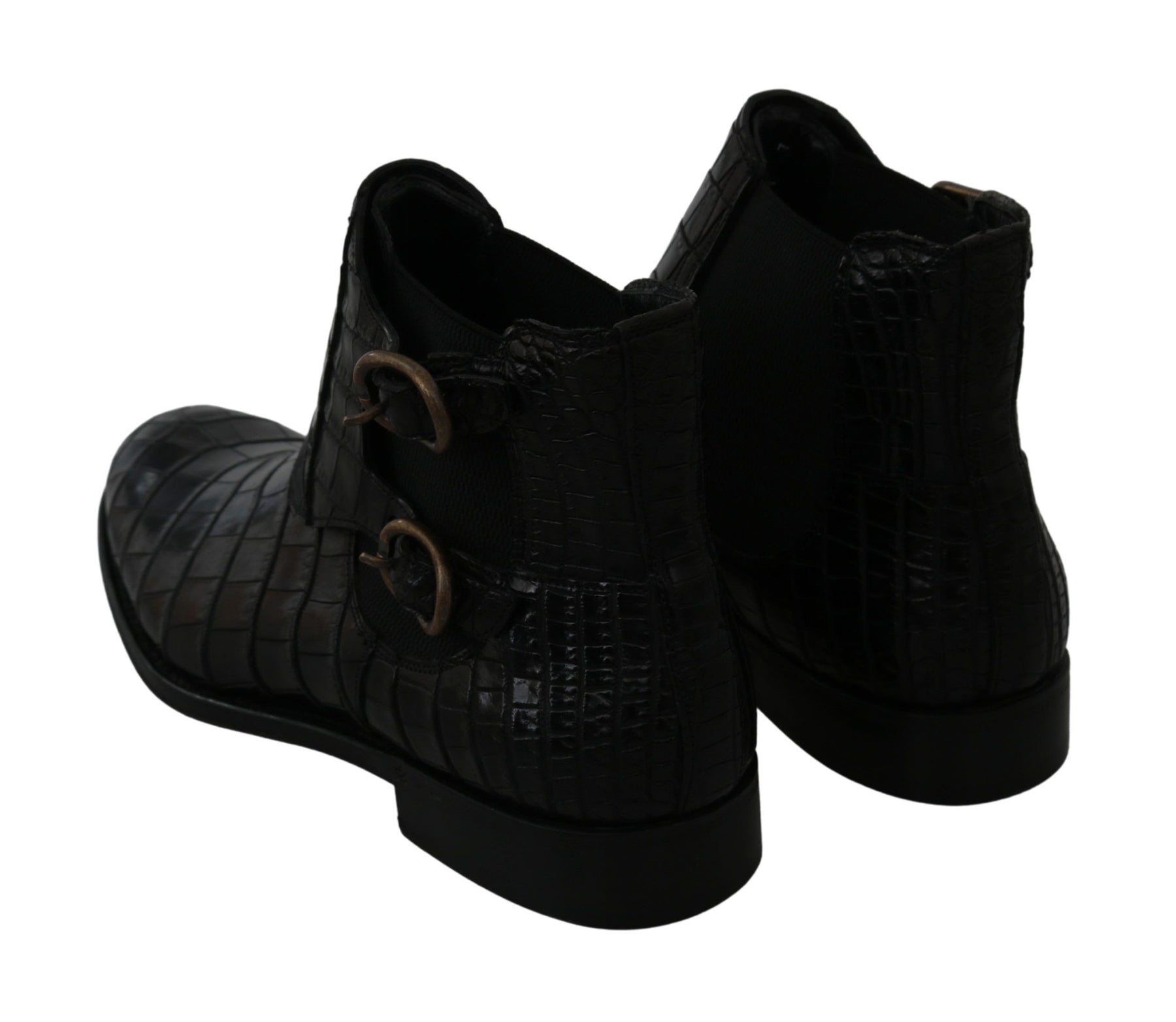 Dolce & Gabbana Black Crocodile Leather Derby Boots Shoes | Regal Royce