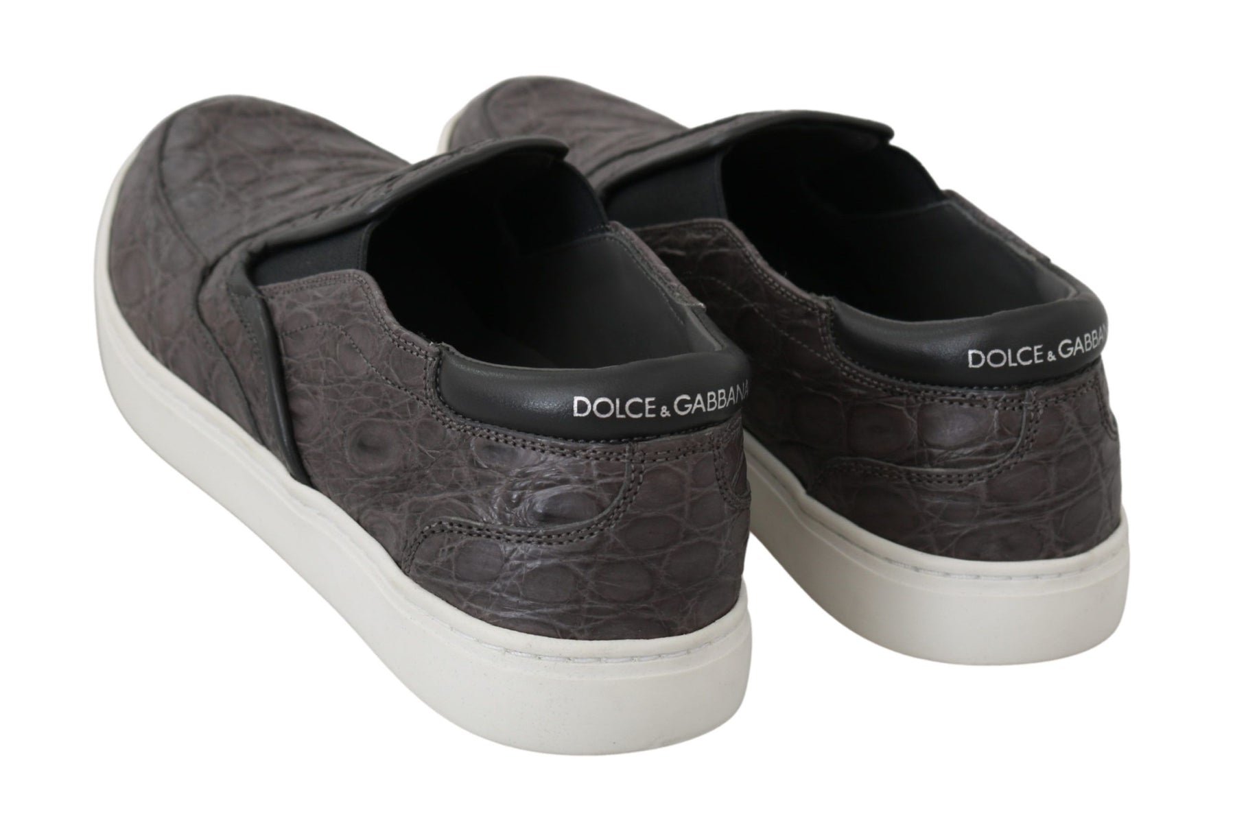 Dolce & Gabbana Gray Leather Flat Caiman Mens Loafers Shoes | Regal Royce