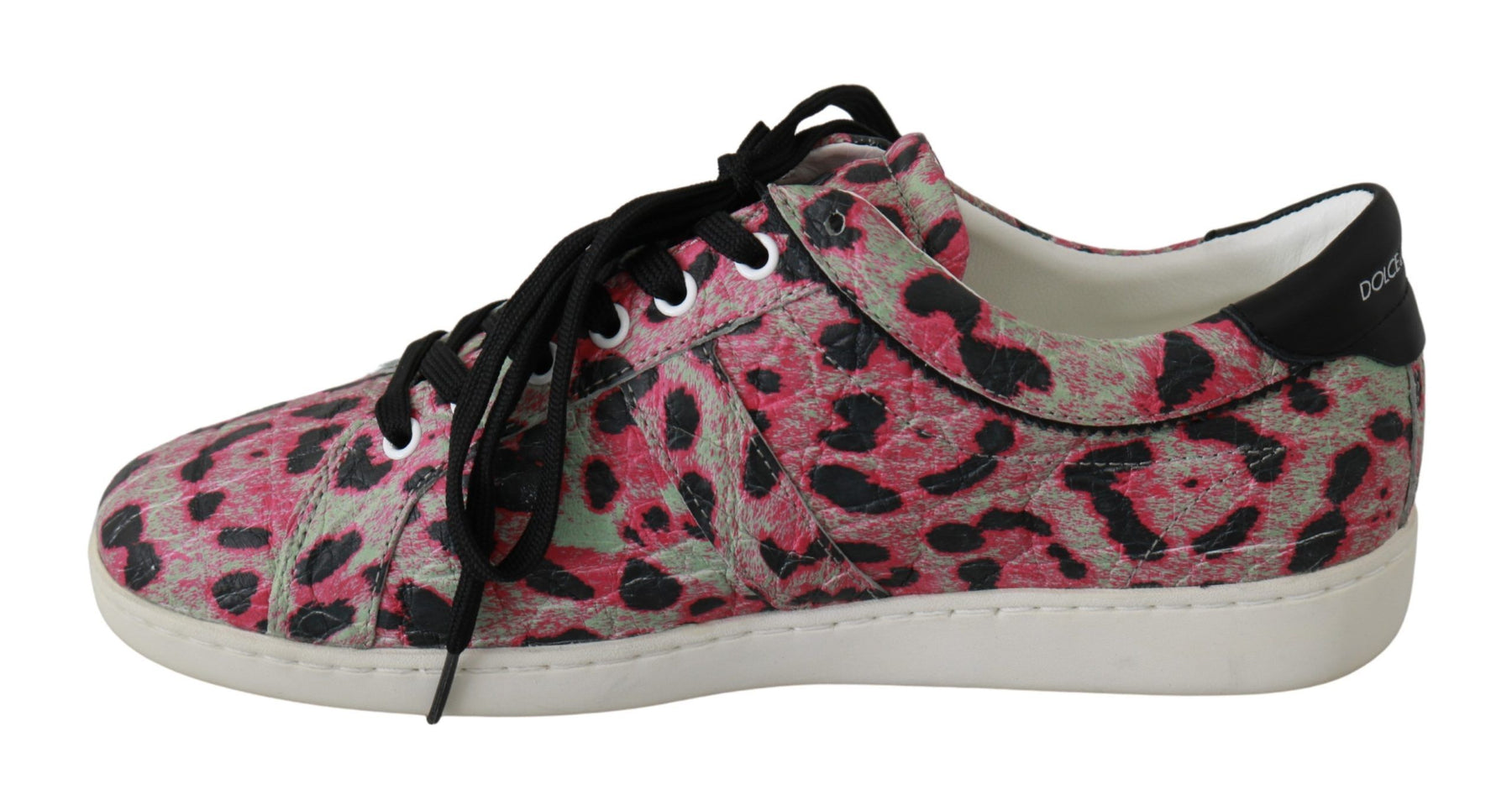Dolce & Gabbana Pink Leopard Print Training Leather Flat Sneakers | Regal Royce