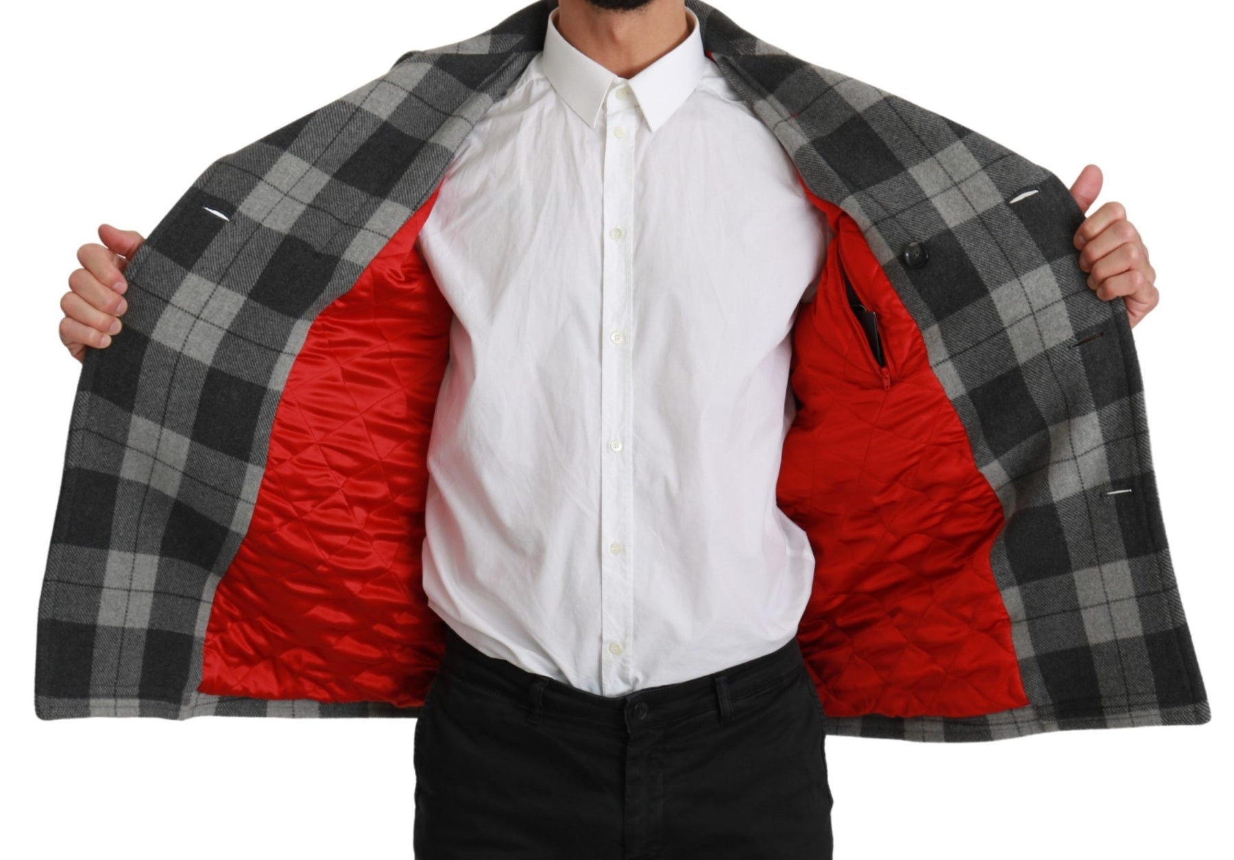 Dolce & Gabbana Gray Check Wool Cashmere Coat Jacket | Regal Royce