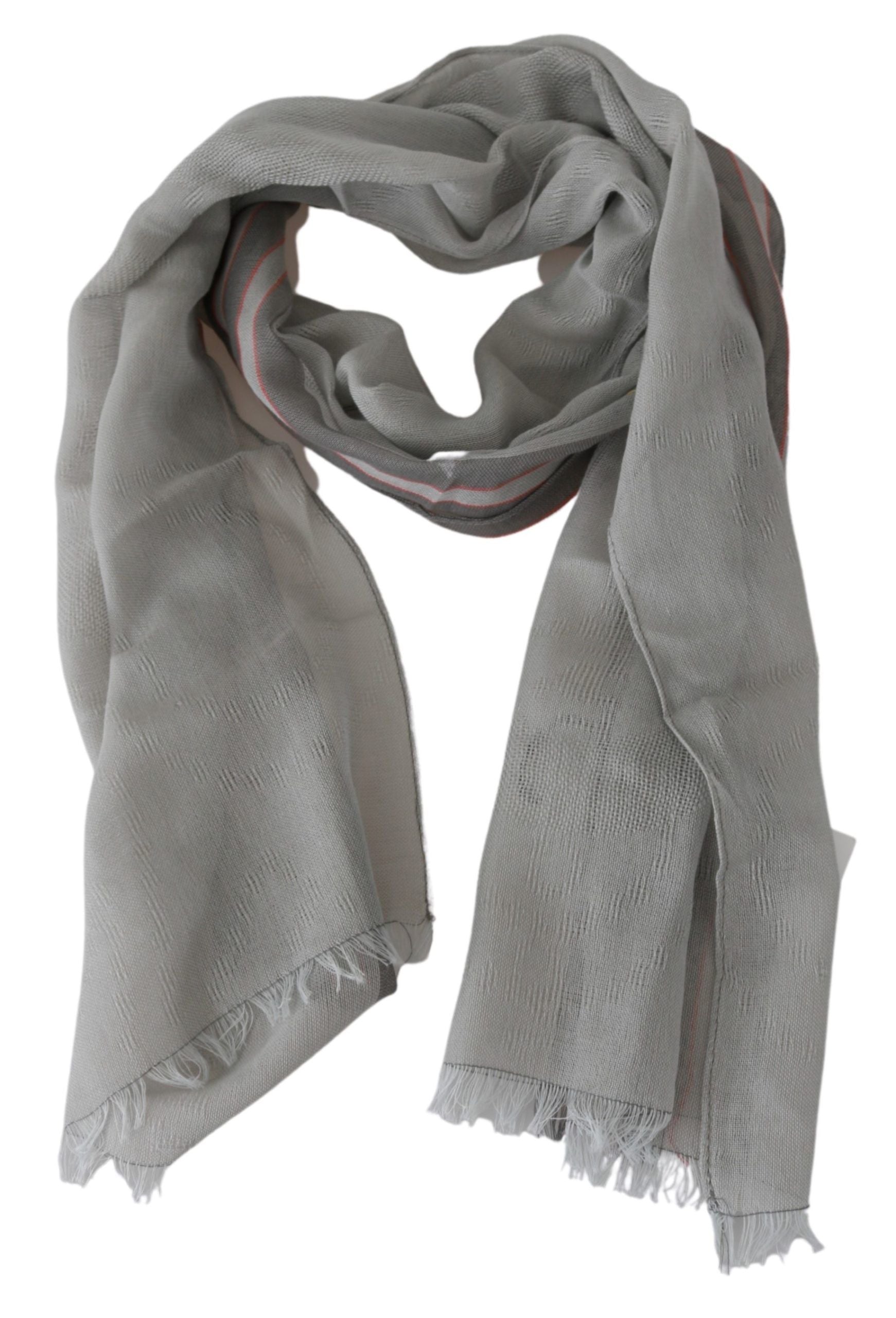 Costume National Gray Fringe Neck Wrap Cotton Scarf | Regal Royce