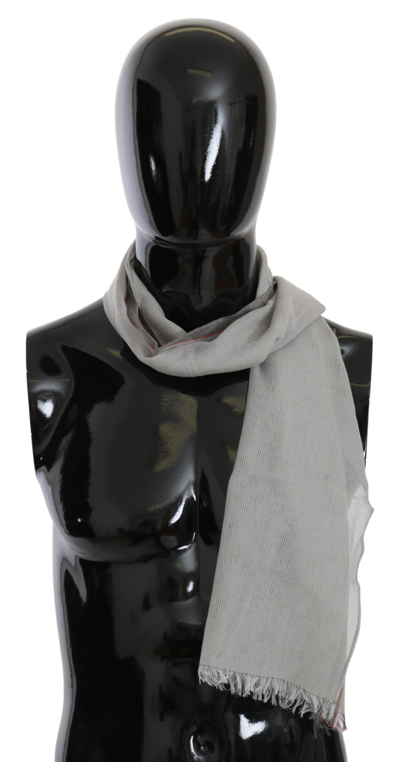 Costume National Gray Fringe Neck Wrap Cotton Scarf | Regal Royce