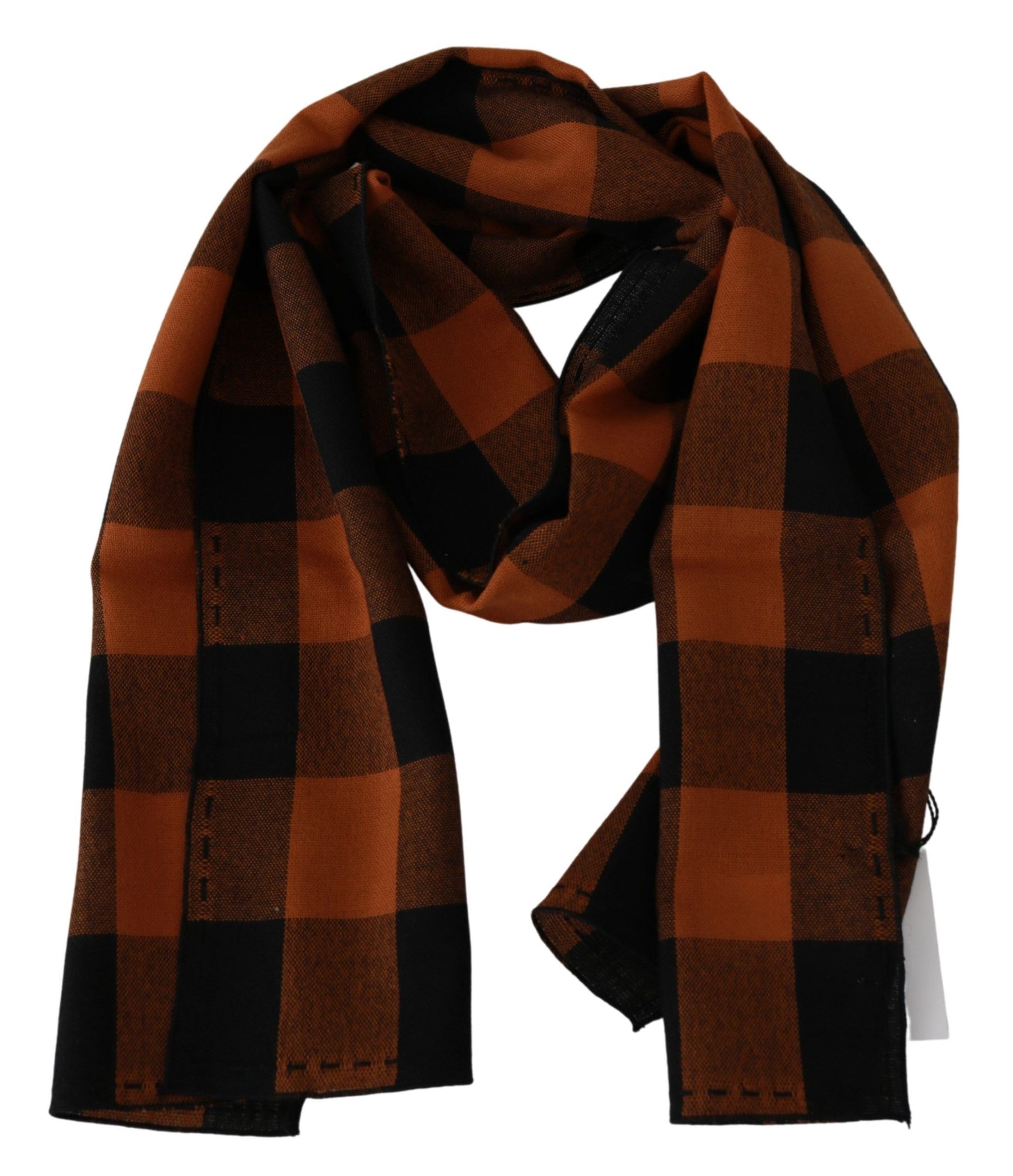 Costume National Orange Check Neck Wrap Shawl Scarf | Regal Royce