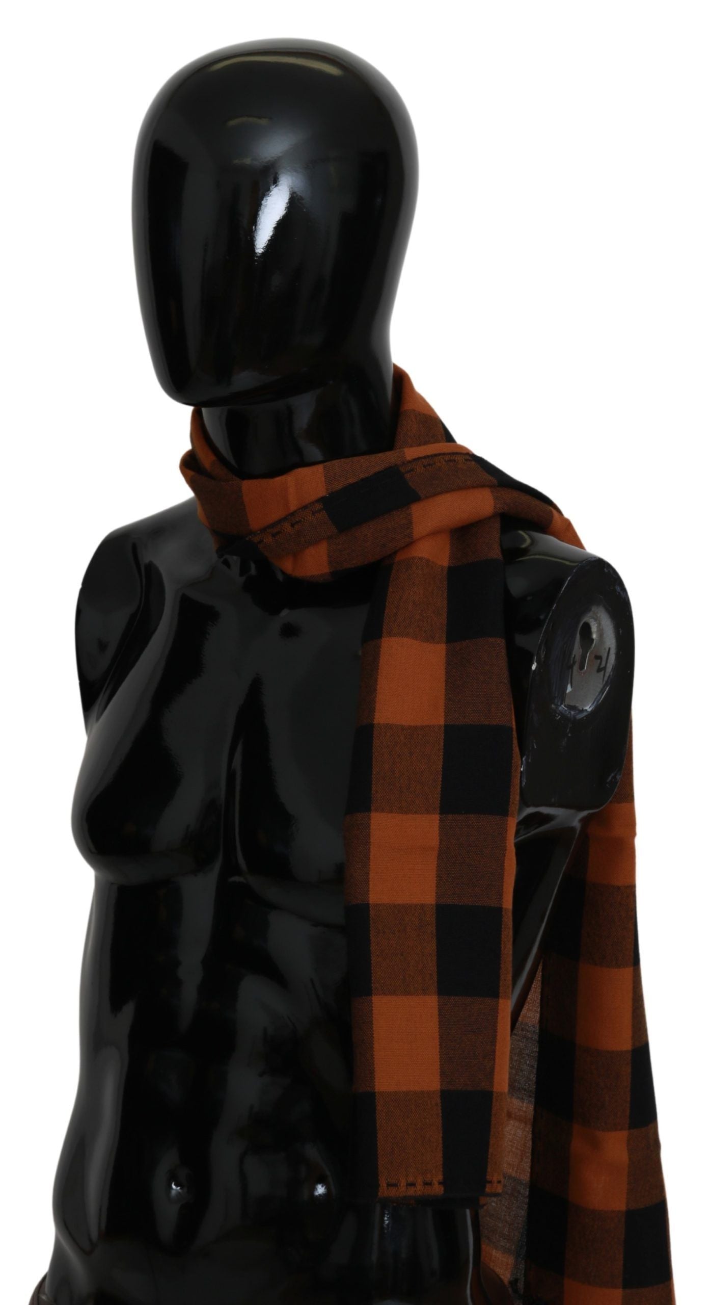 Costume National Orange Check Neck Wrap Shawl Scarf | Regal Royce