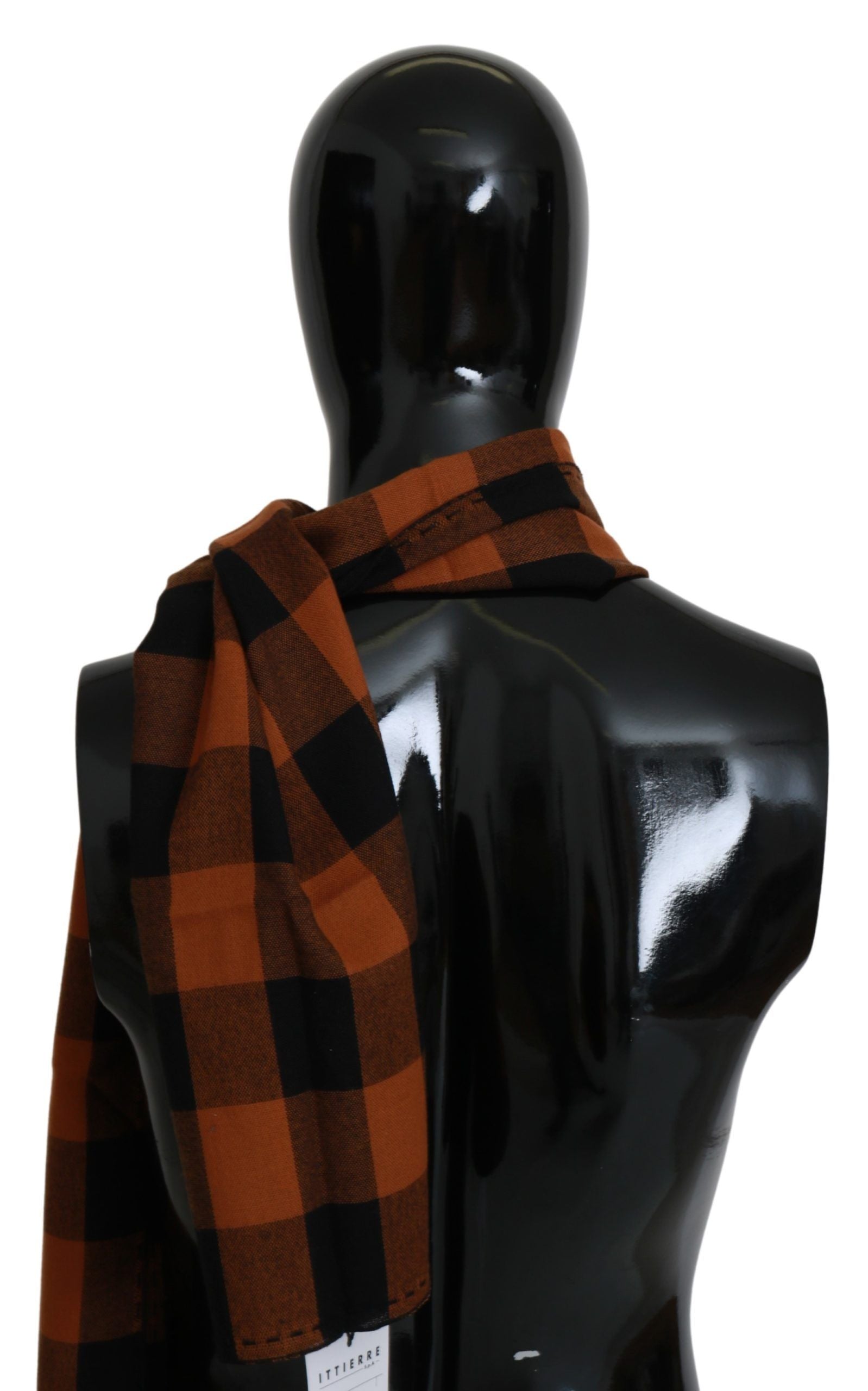 Costume National Orange Check Neck Wrap Shawl Scarf | Regal Royce