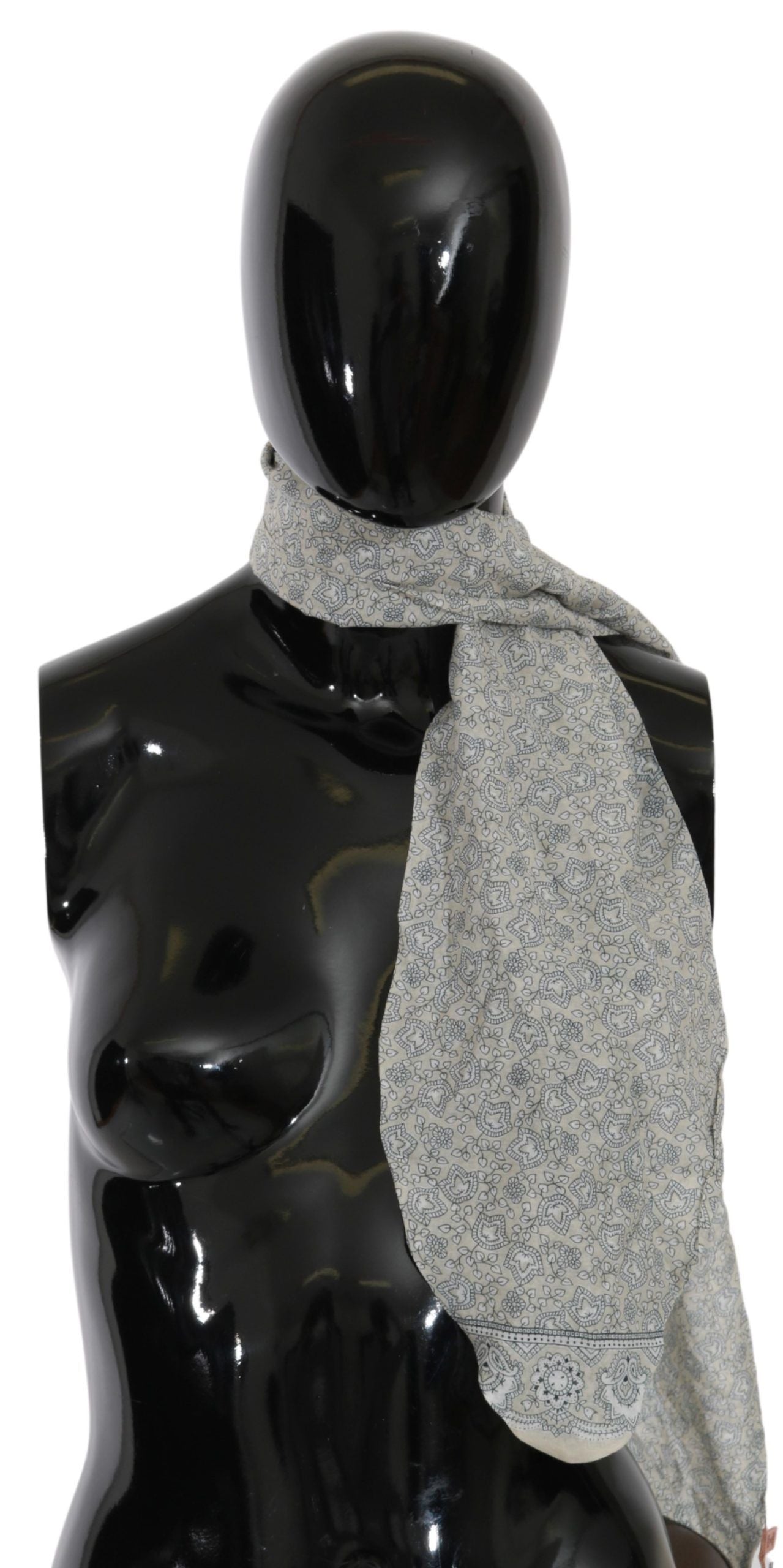Ermanno Scervino Cotton Beige Blue Fantasy Print Scarf | Regal Royce