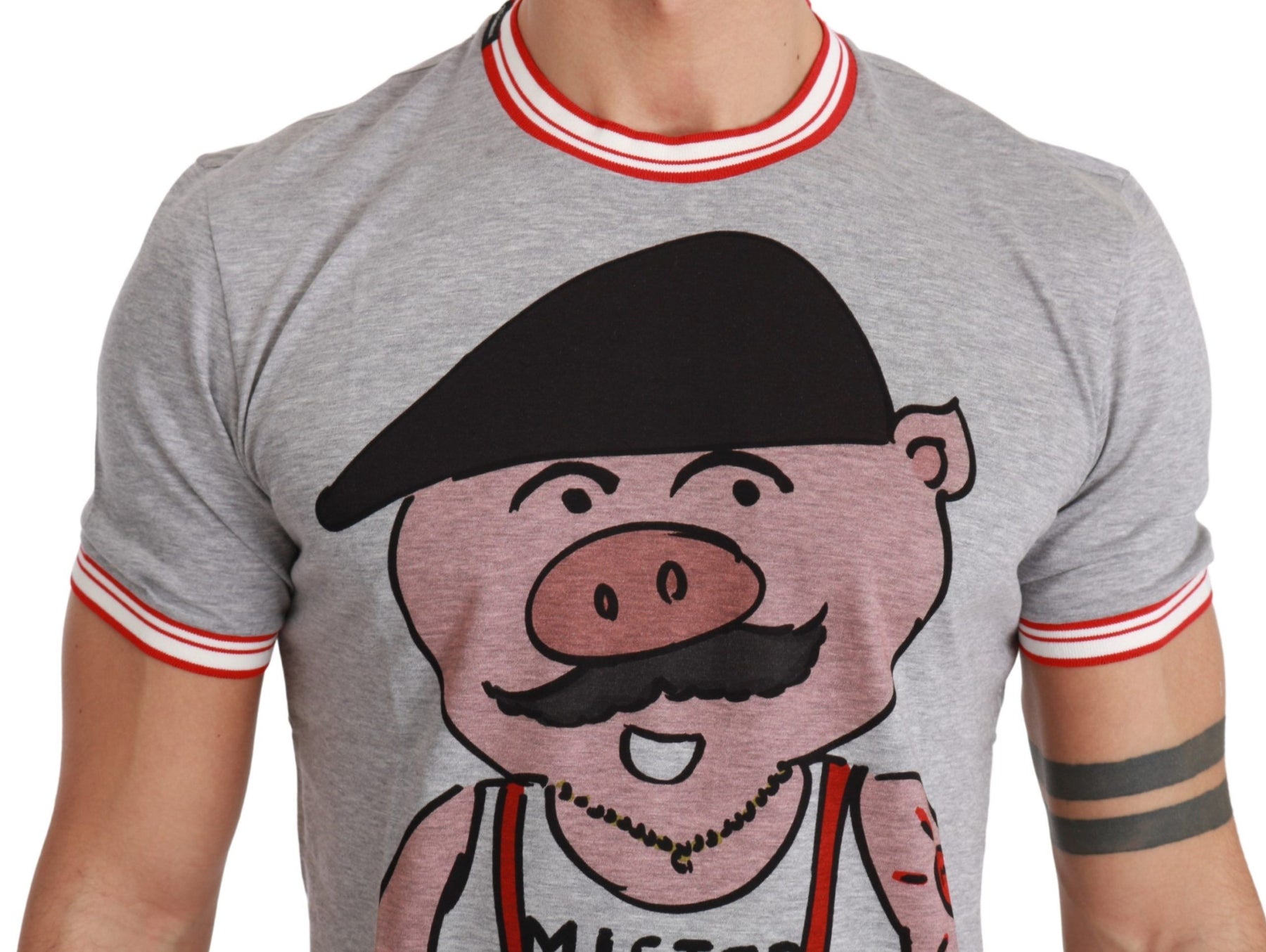 Dolce & Gabbana Gray Cotton Top 2019 Year of the Pig T-shirt | Regal Royce