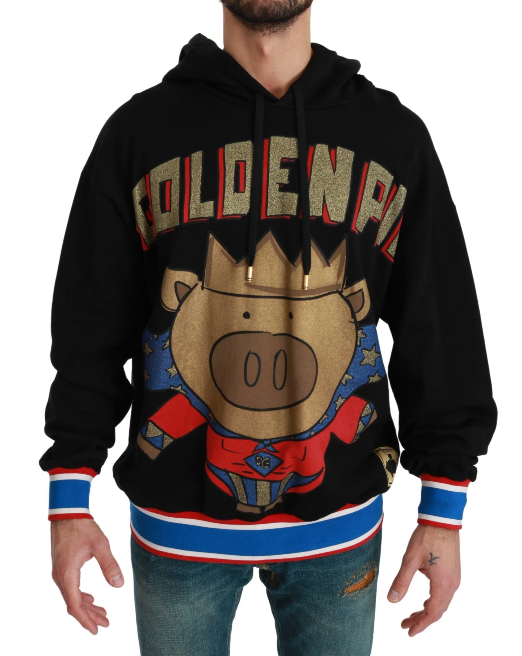 Dolce & Gabbana Black Sweater Pig of the Year Hooded | Regal Royce