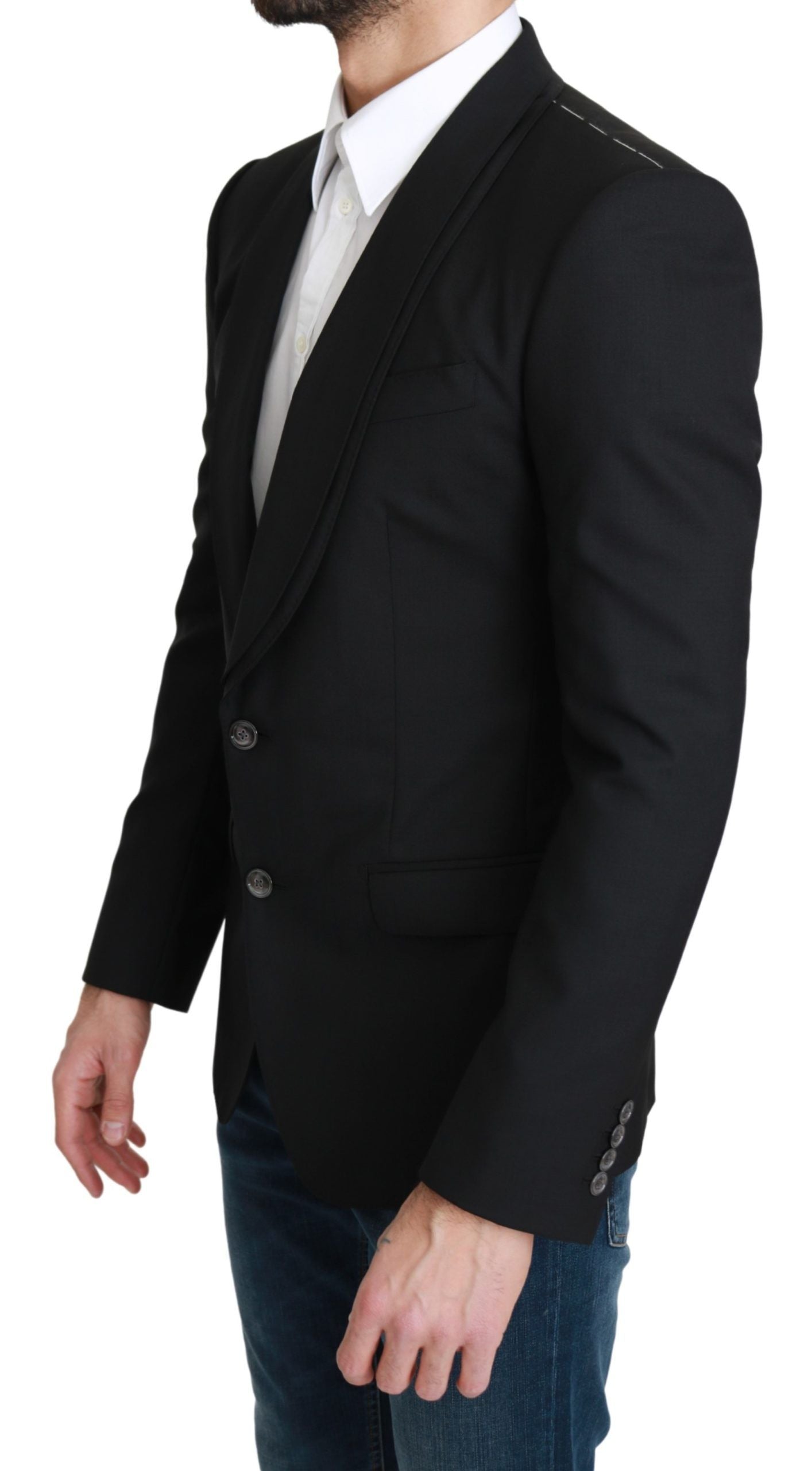 Dolce & Gabbana Black Single Breasted Formal Wool Blazer | Regal Royce
