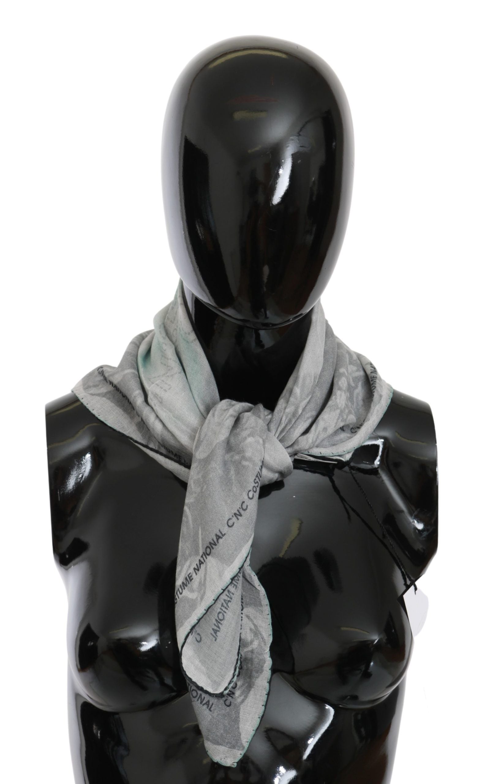 Costume National Gray Silk Shawl Foulard Wrap Scarf | Regal Royce