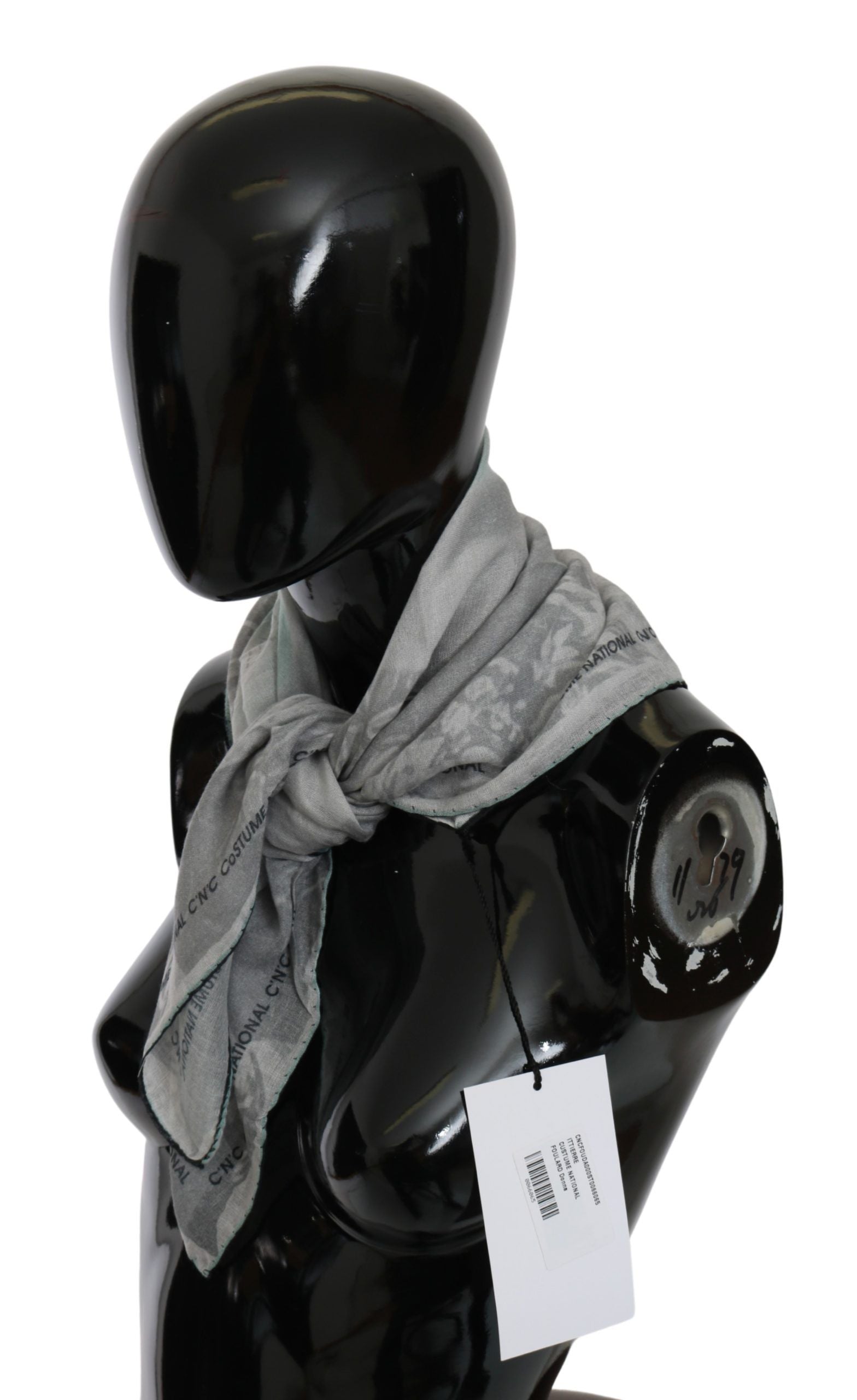 Costume National Gray Silk Shawl Foulard Wrap Scarf | Regal Royce