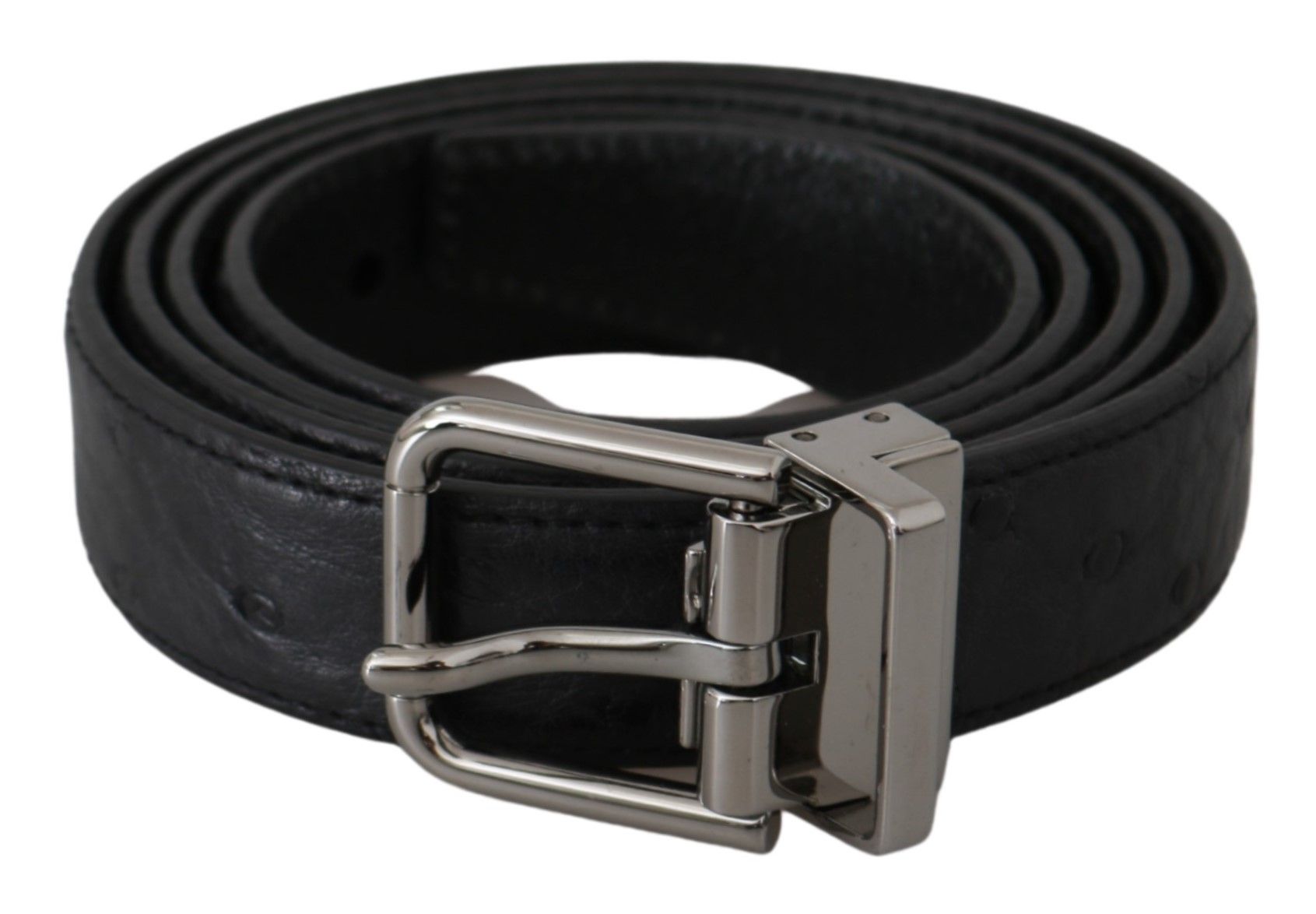 Dolce & Gabbana Black Exotic Skin Pattern Silver Buckle Belt | Regal Royce
