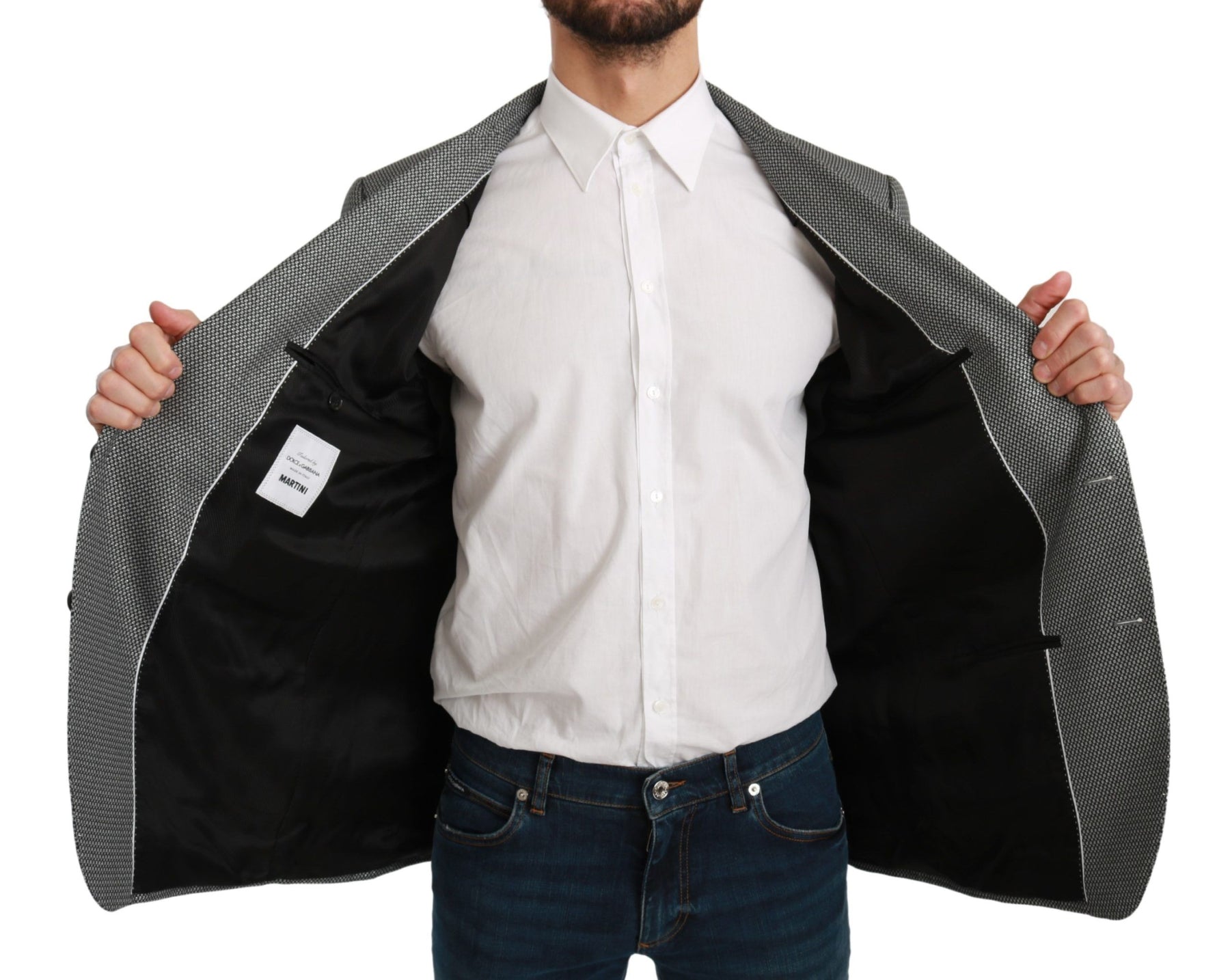 Dolce & Gabbana Gray Slim Fit Formal MARTINI Blazer | Regal Royce