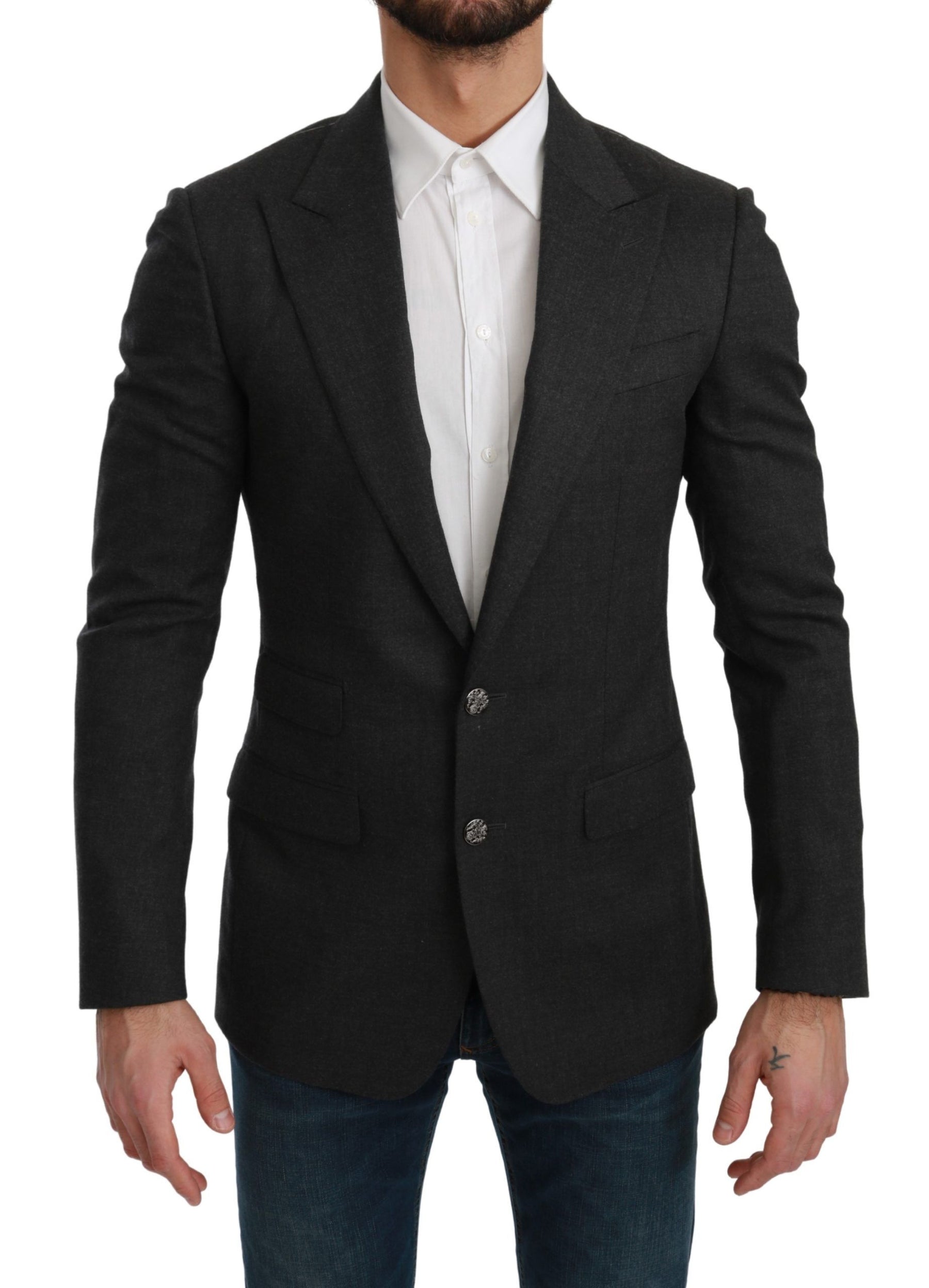 Dolce & Gabbana Gray NAPOLI Slim Fit Jacket Wool Blazer | Regal Royce