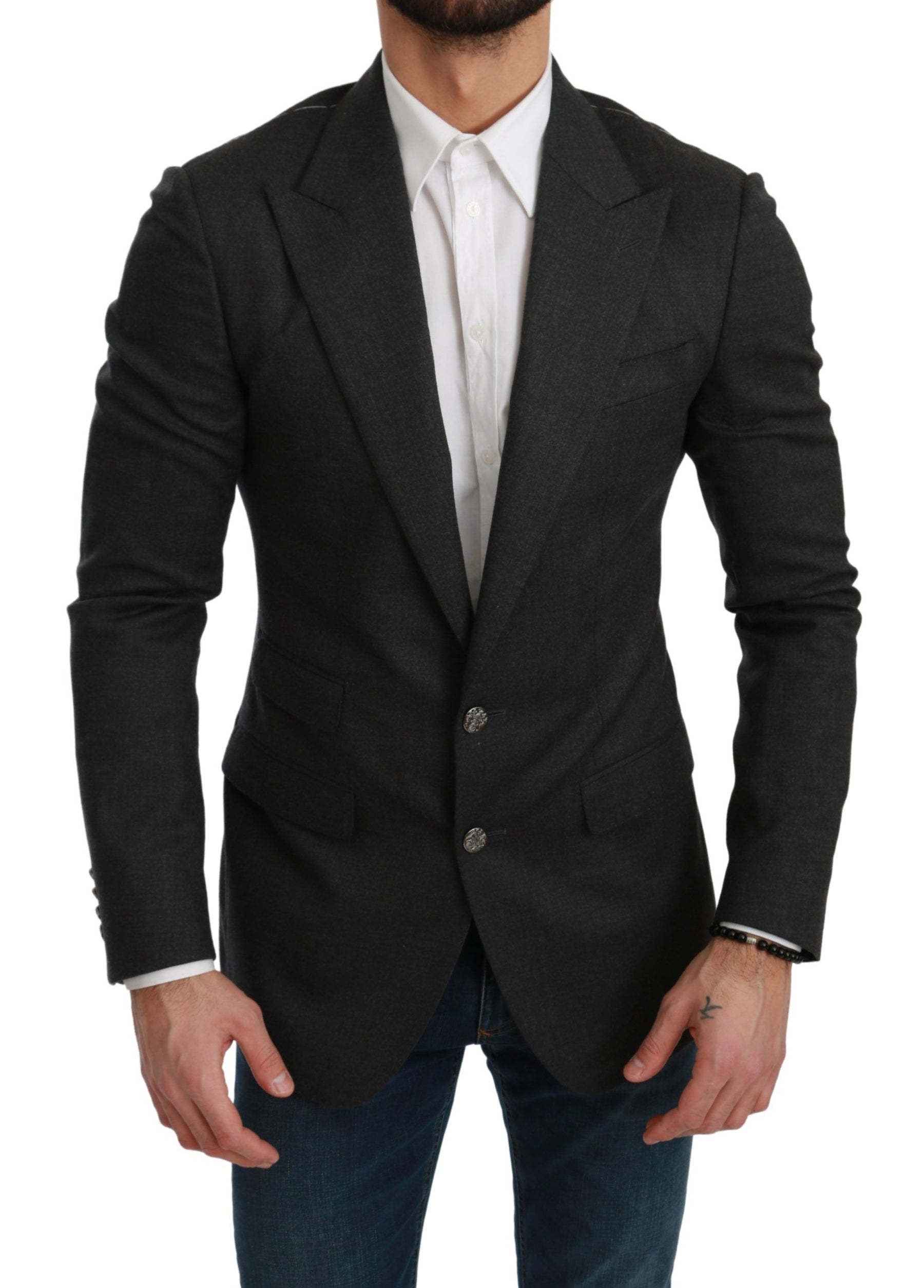 Dolce & Gabbana Gray NAPOLI Slim Fit Jacket Wool Blazer | Regal Royce
