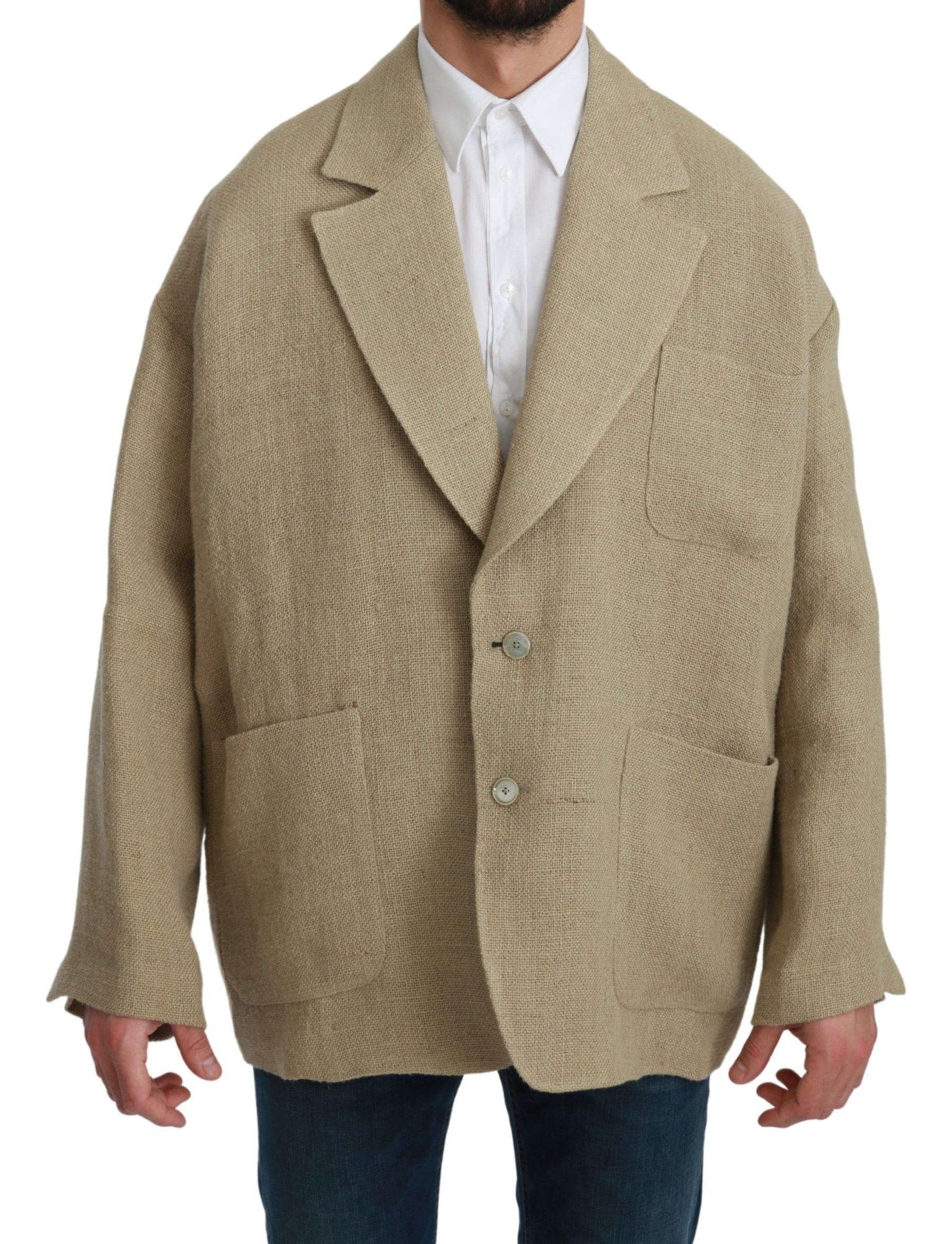 Dolce & Gabbana Beige Jacket Coat 100% Jute Blazer Coat | Regal Royce
