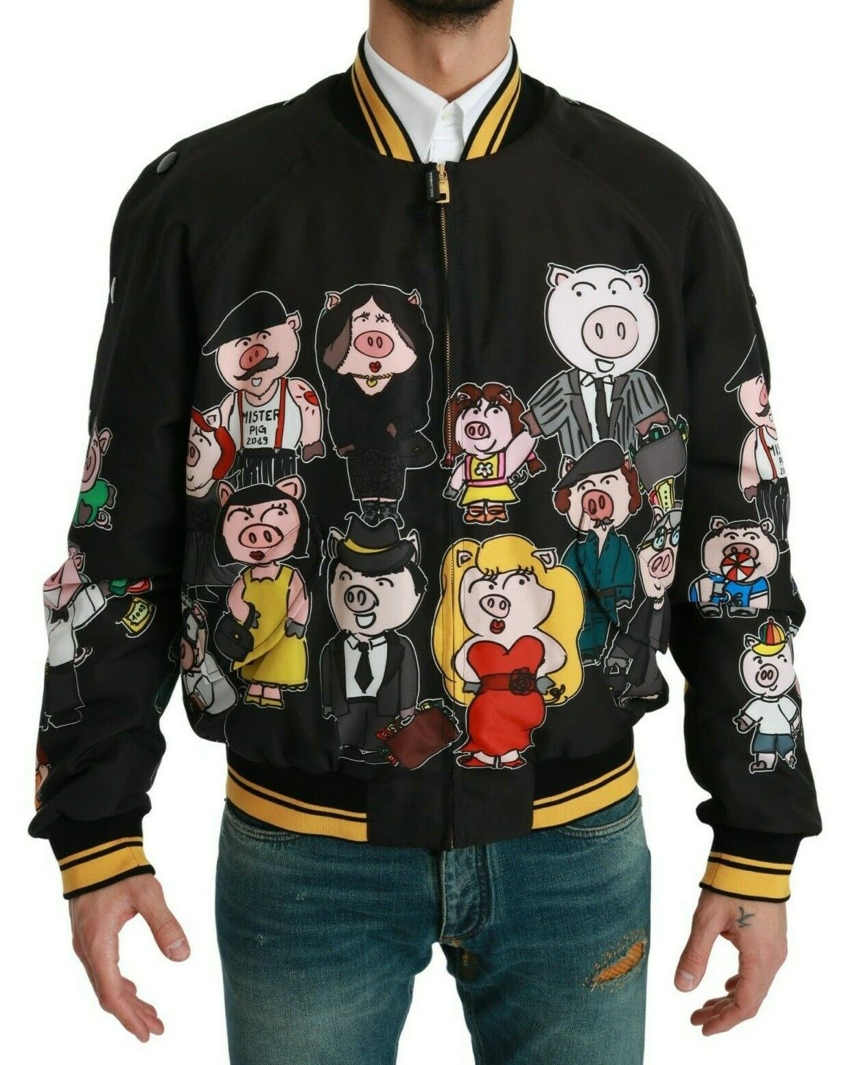 Dolce & Gabbana Black YEAR OF THE PIG Bomber Jacket | Regal Royce