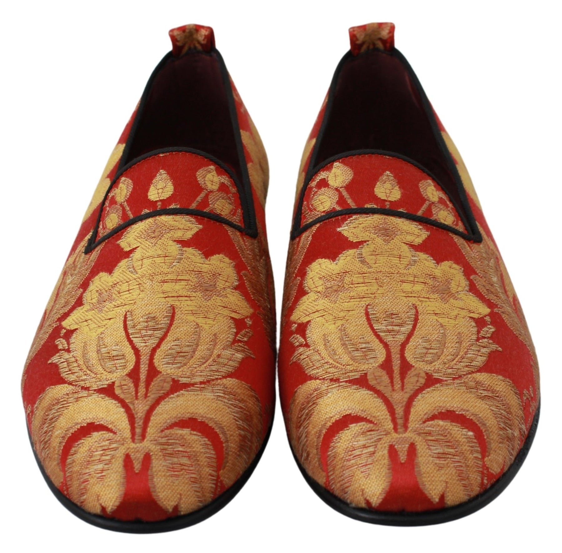 Dolce & Gabbana Red Gold Brocade Slippers Loafers Shoes | Regal Royce