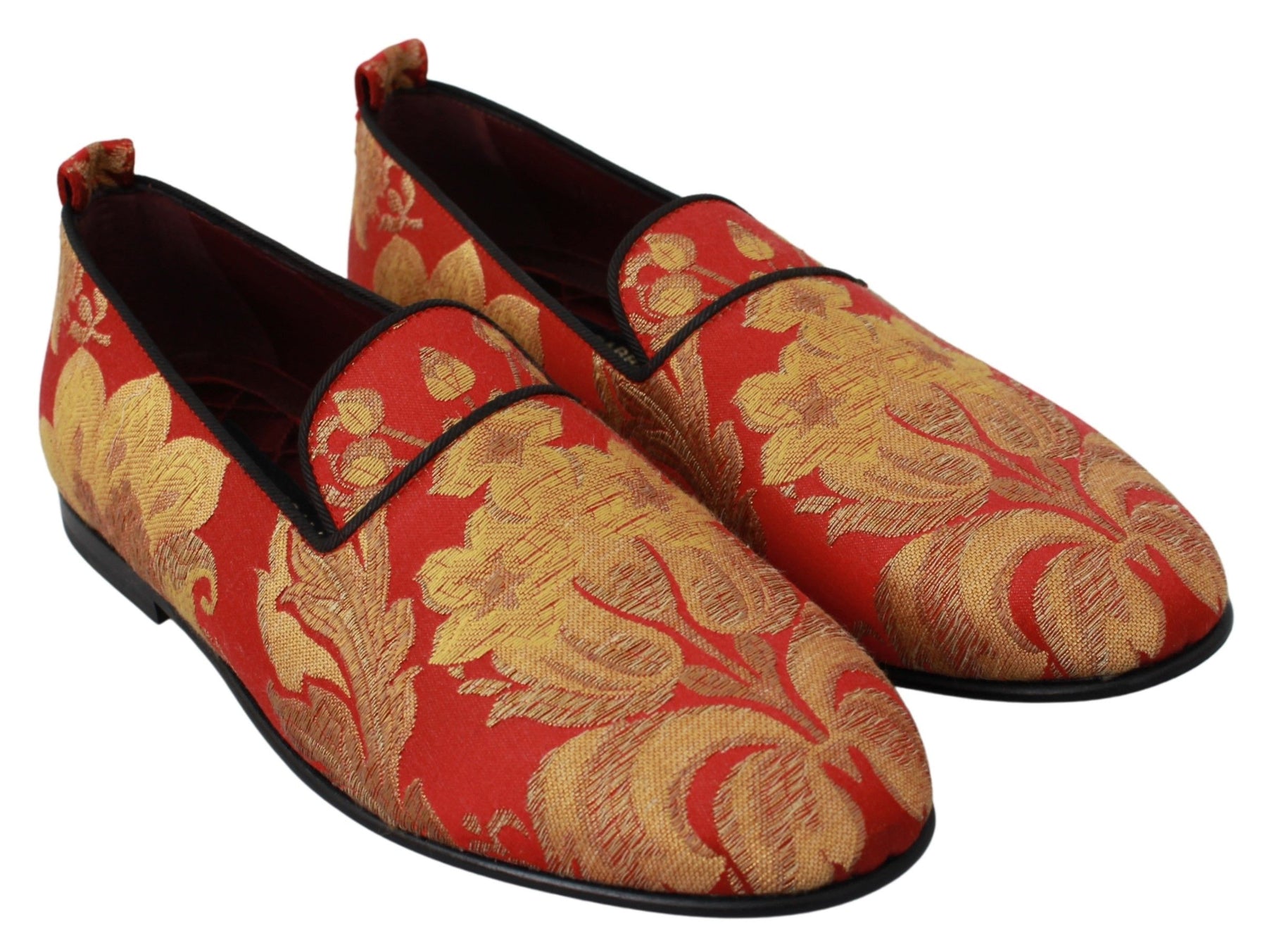 Dolce & Gabbana Red Gold Brocade Slippers Loafers Shoes | Regal Royce