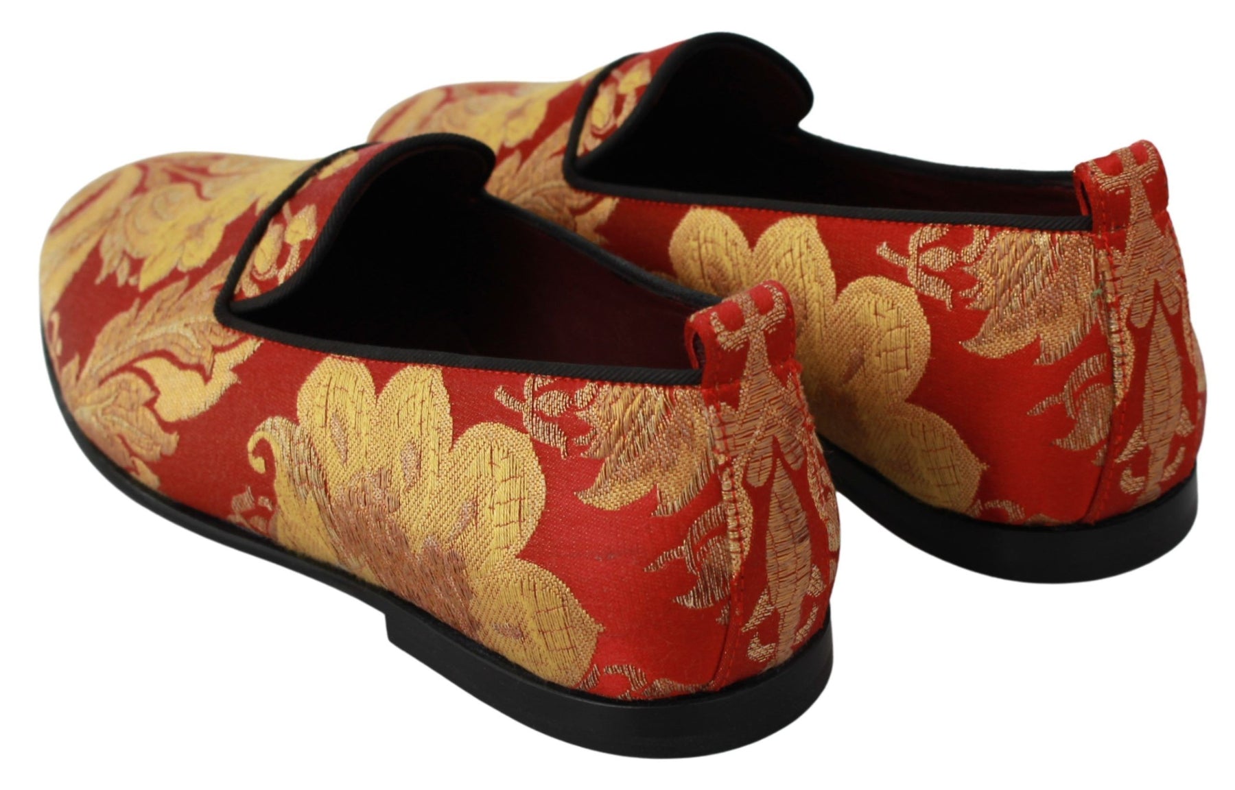Dolce & Gabbana Red Gold Brocade Slippers Loafers Shoes | Regal Royce