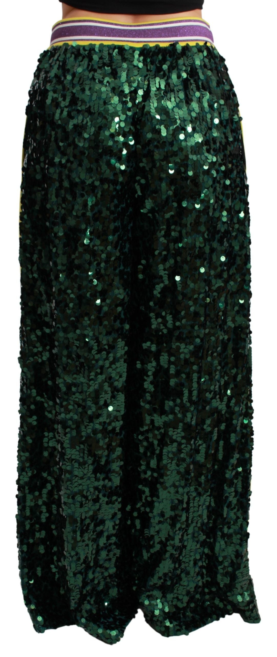 Dolce & Gabbana Green Sequin Trousers Queens Angel Pants | Regal Royce