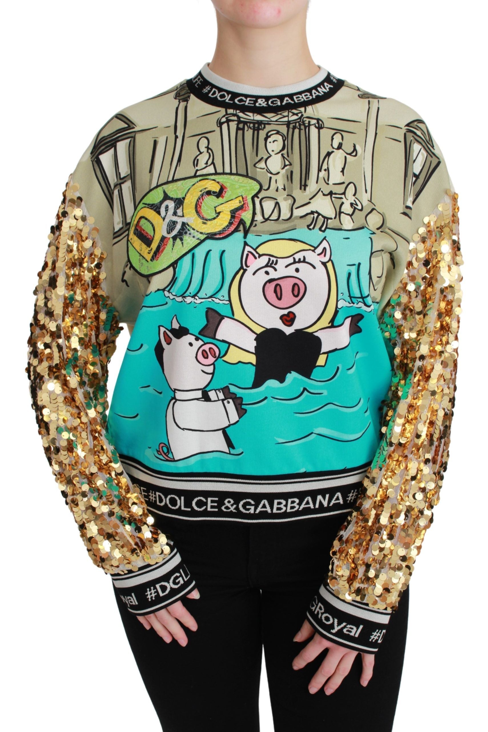 Dolce & Gabbana Year of the Pig Sequined Top  Sweater | Regal Royce