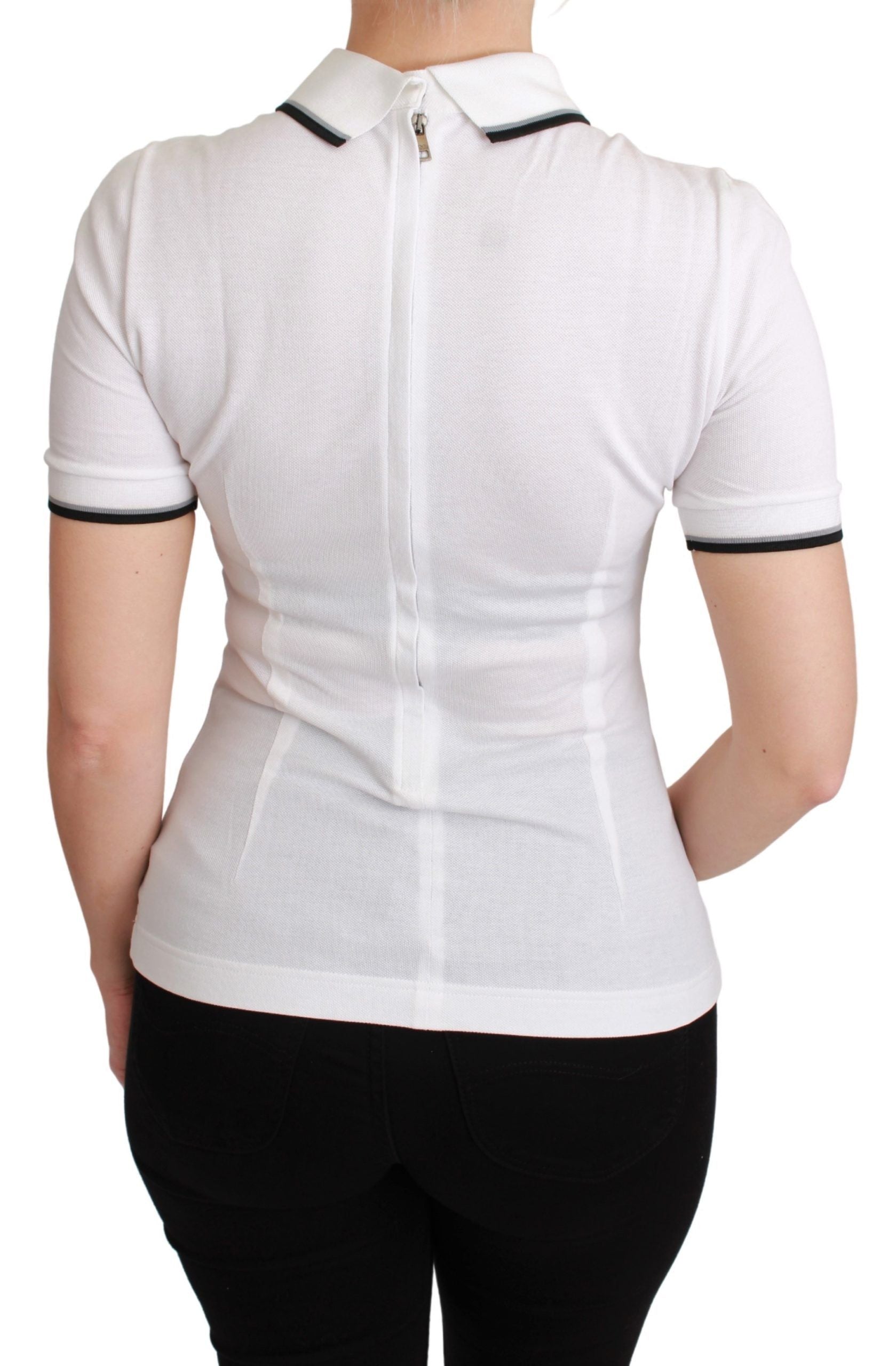 Dolce & Gabbana White Cotton Polo #dgfamily T-shirt | Regal Royce