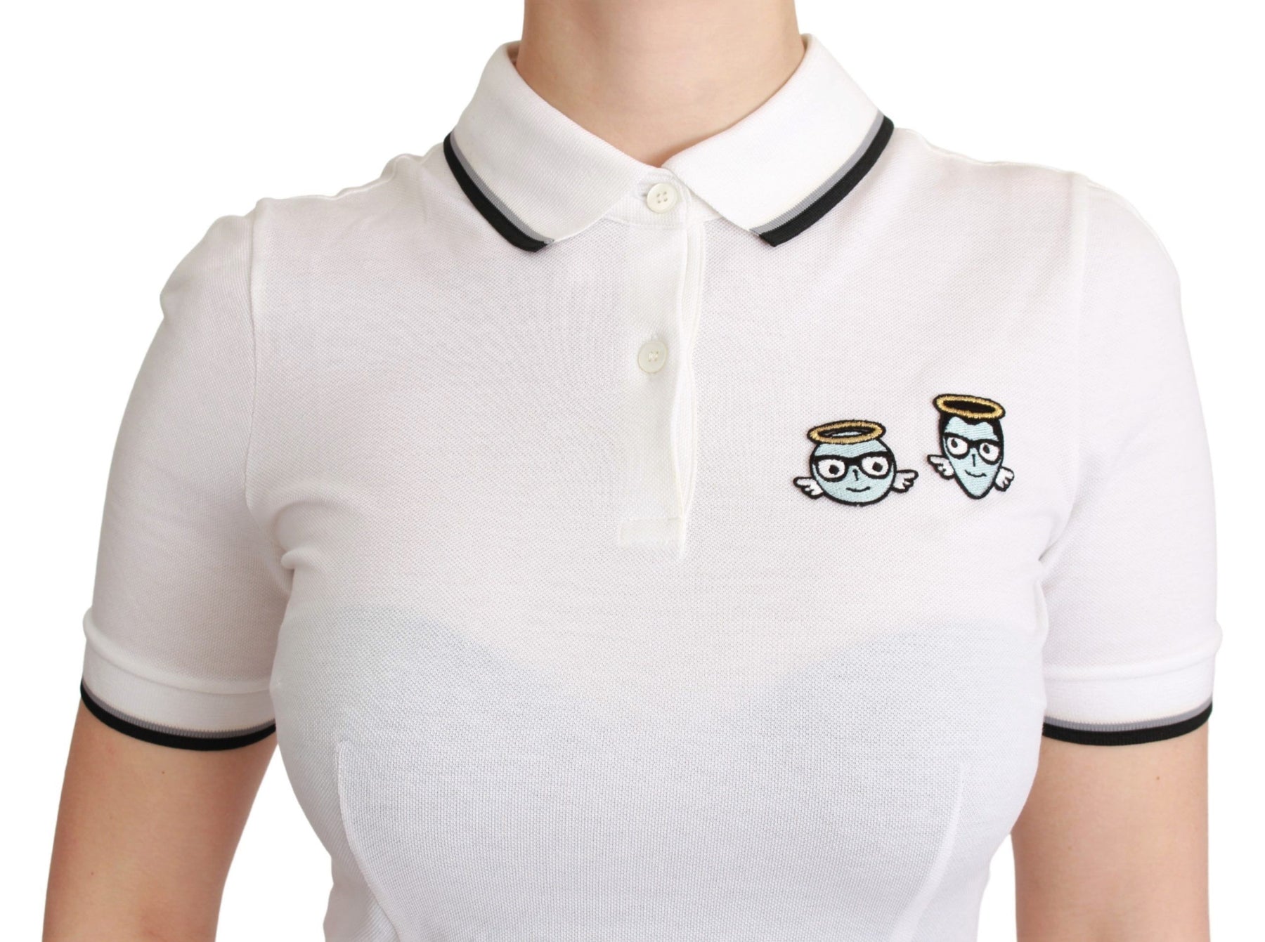 Dolce & Gabbana White Cotton Polo #dgfamily T-shirt | Regal Royce