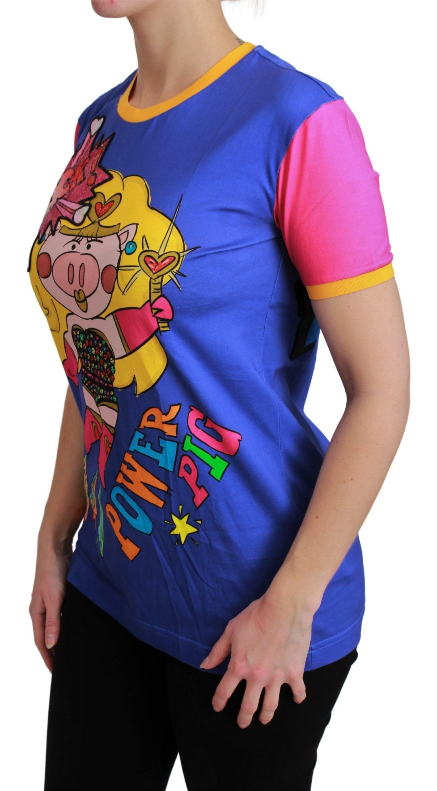 Dolce & Gabbana Purple PIG SUPERGIRL Top Cotton T-shirt | Regal Royce