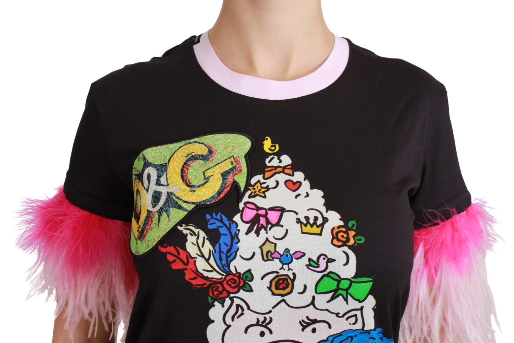 Dolce & Gabbana Black YEAR OF THE PIG Top Cotton  T-shirt | Regal Royce