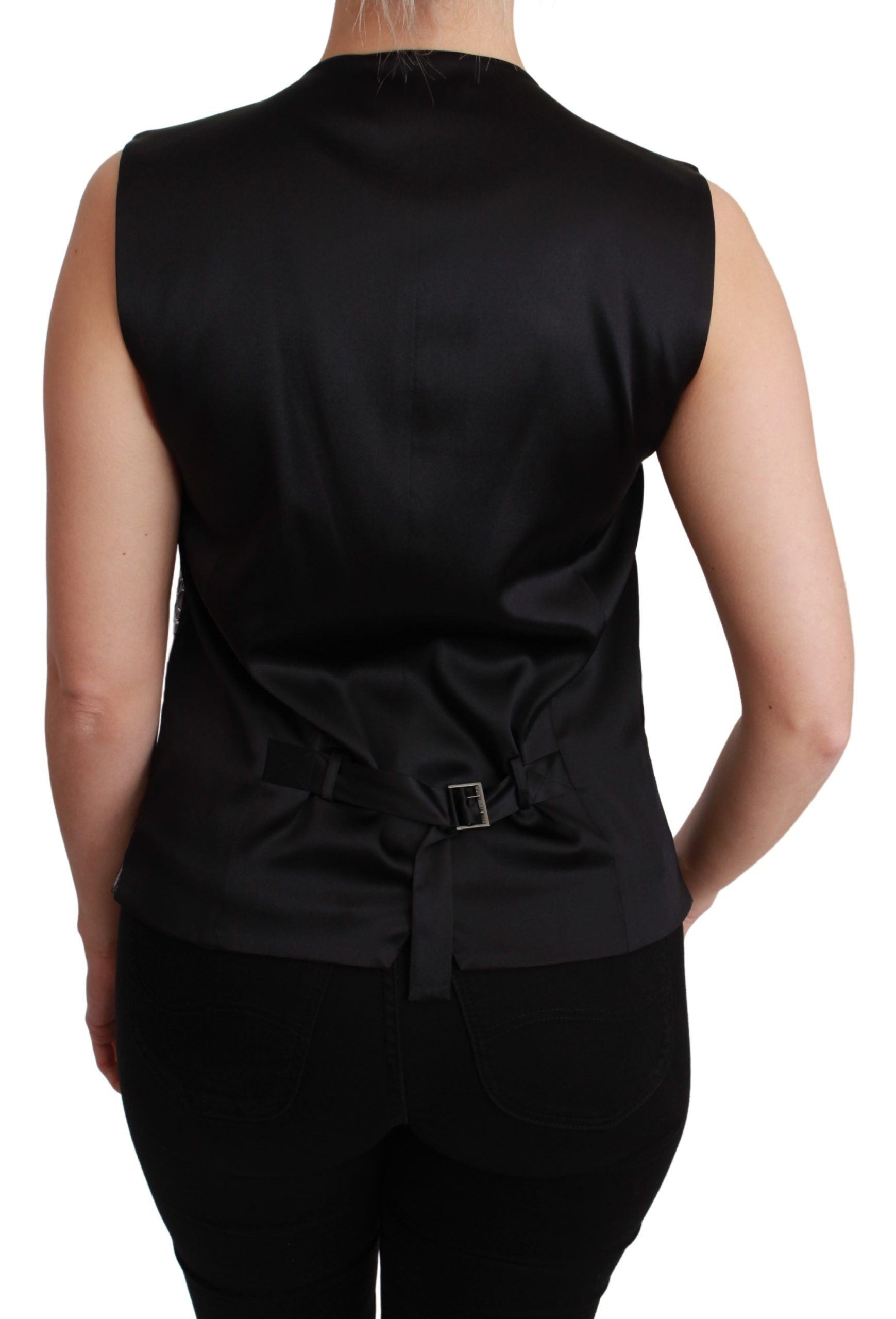 Dolce & Gabbana Silver Brocade Sleeveless Metallic Top | Regal Royce