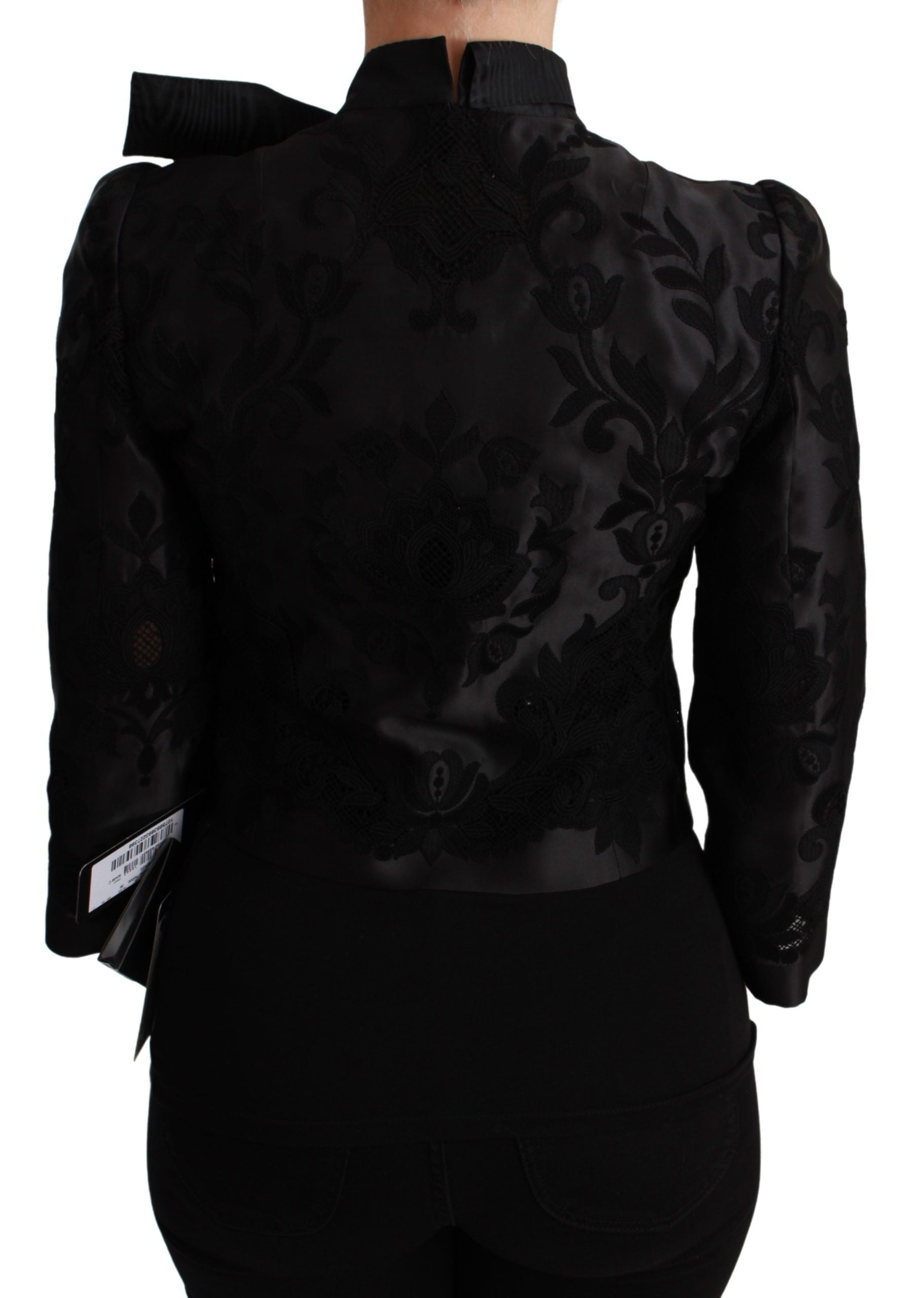 Dolce & Gabbana Black Floral Jacquard Blazer Silk Jacket | Regal Royce