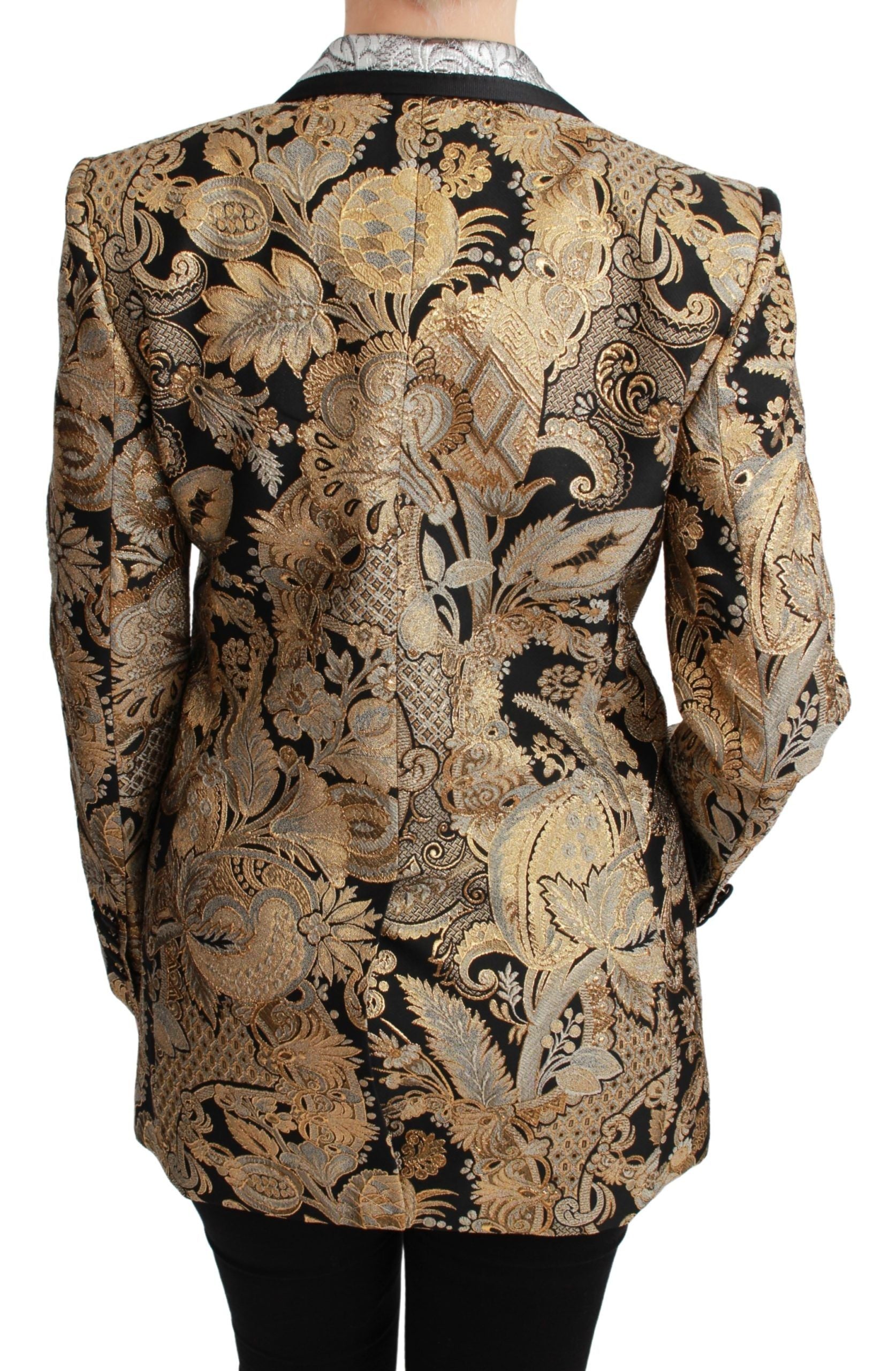 Dolce & Gabbana Black Gold Jacquard Blazer Jacket | Regal Royce