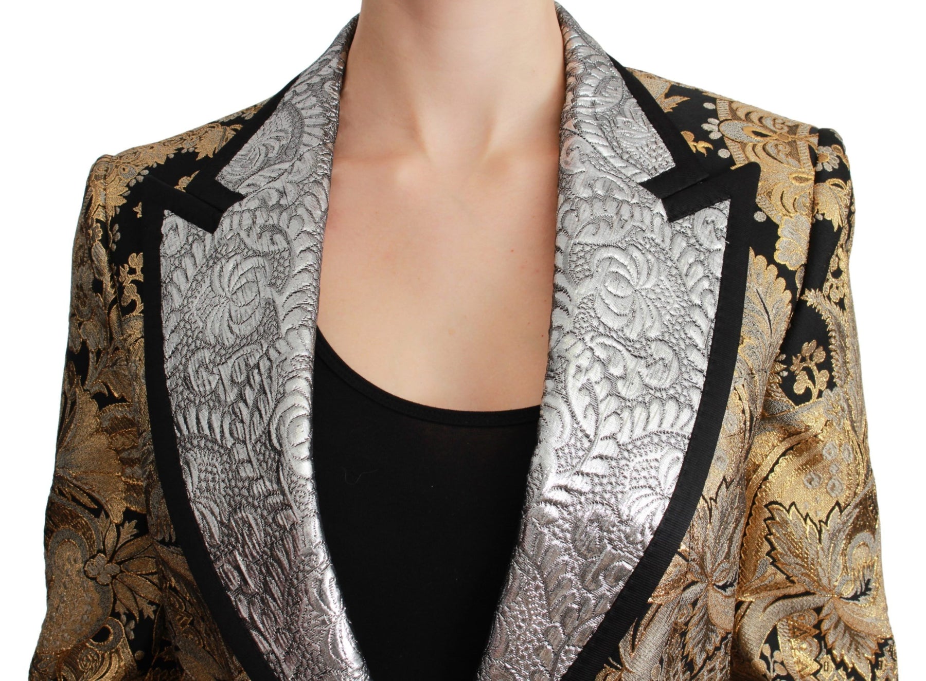 Dolce & Gabbana Black Gold Jacquard Blazer Jacket | Regal Royce