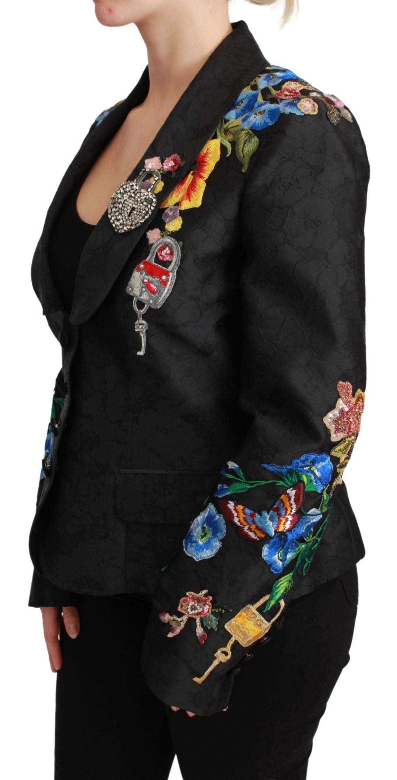 Dolce & Gabbana Black Brocade Crystal Blazer Jacket | Regal Royce