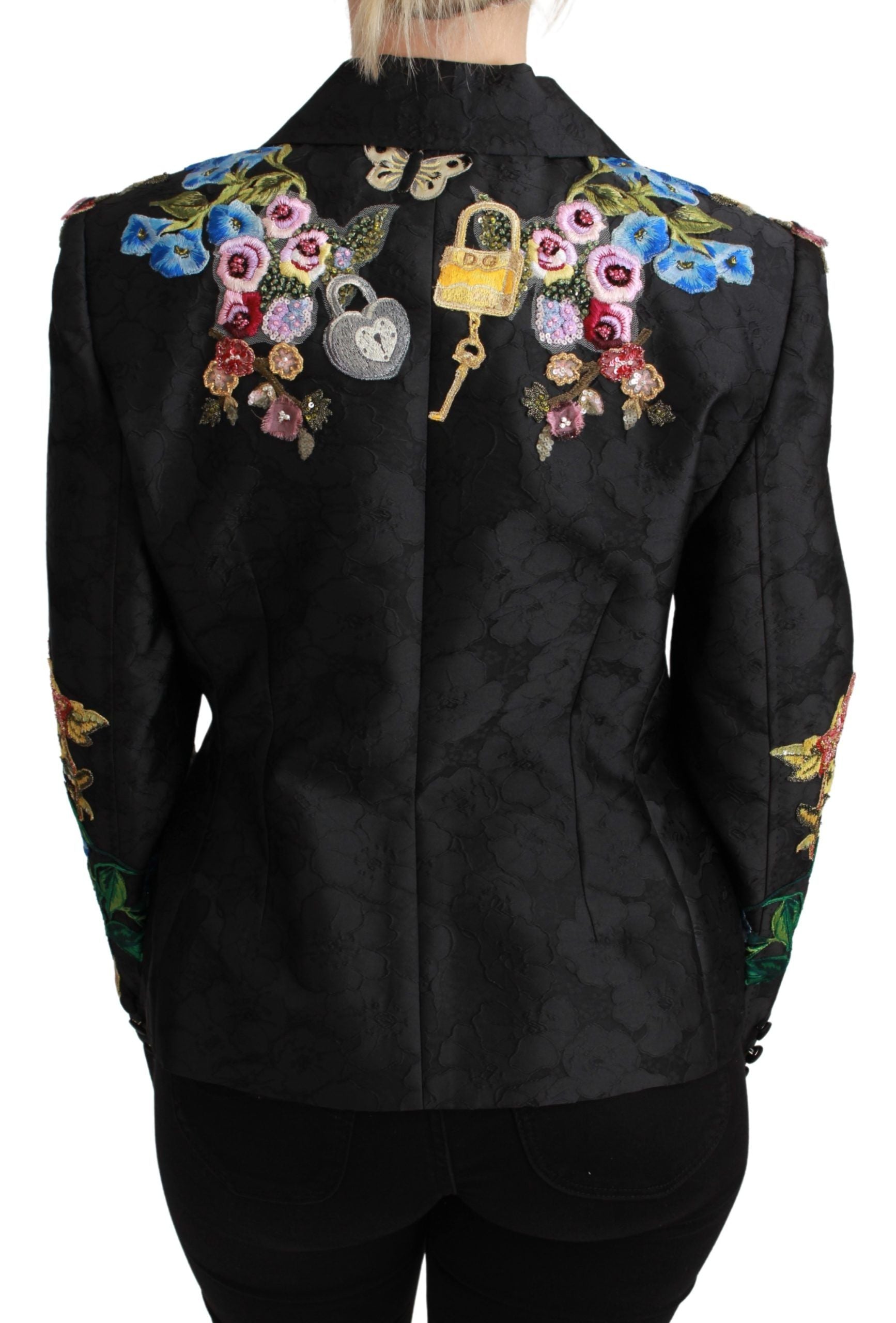 Dolce & Gabbana Black Brocade Crystal Blazer Jacket | Regal Royce