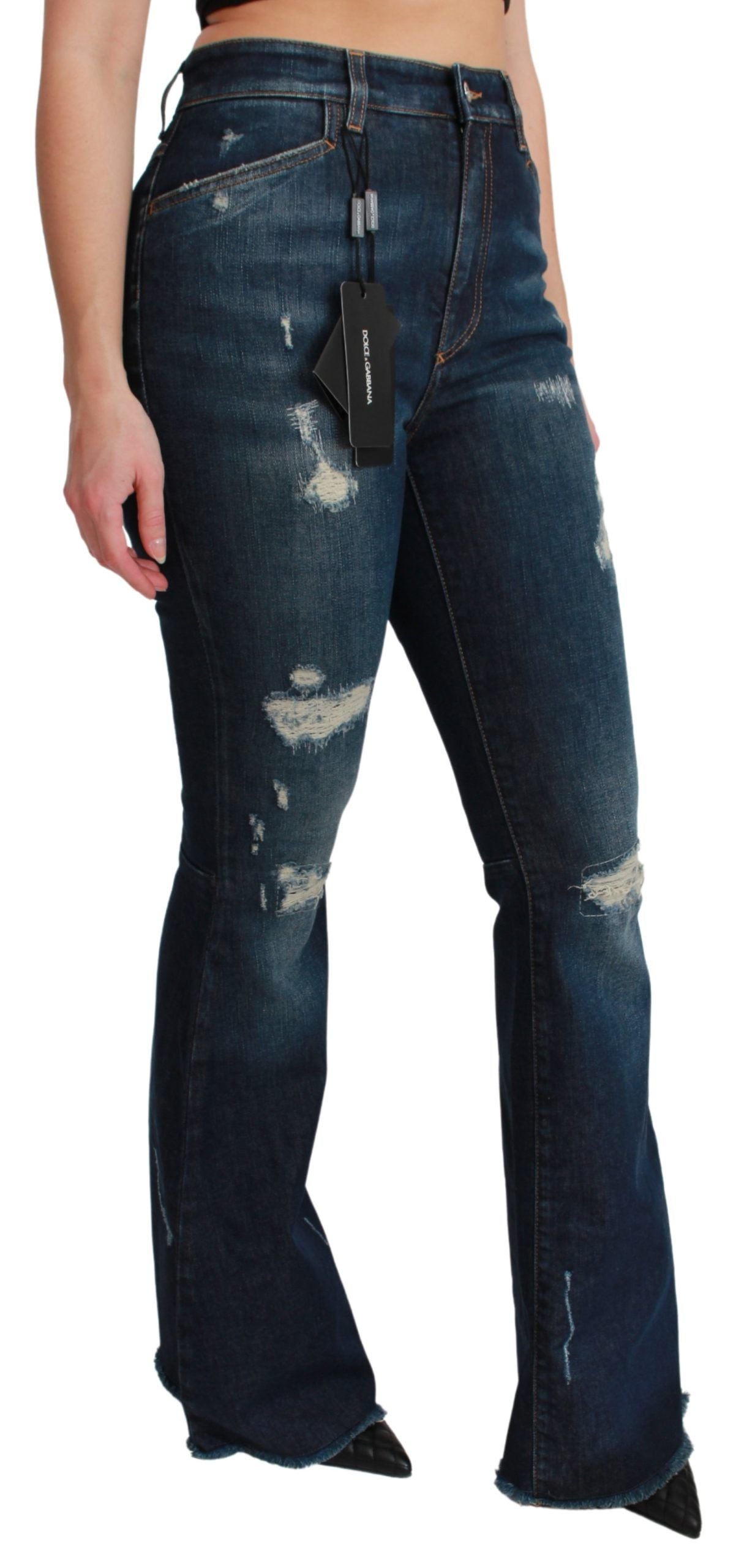 Dolce & Gabbana Blue Denim Cotton Stretch Flared Jeans | Regal Royce