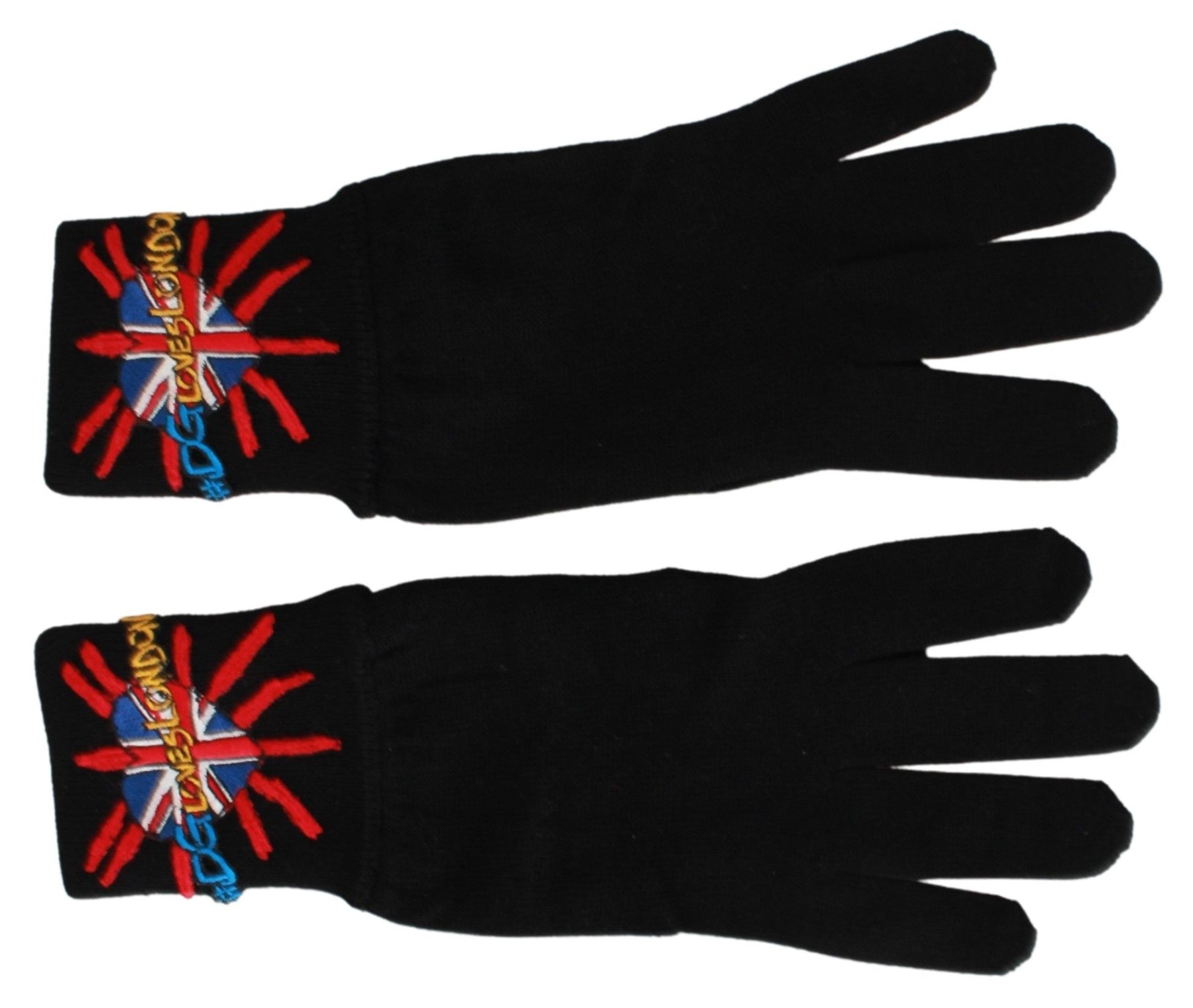 Dolce & Gabbana Black #DGLovesLondon Embroidered Wool Gloves | Regal Royce