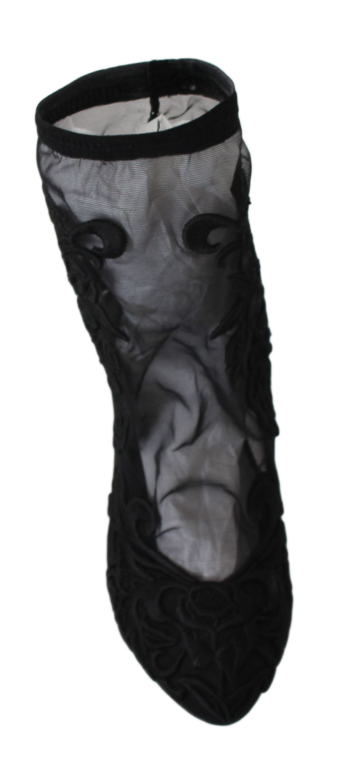 Dolce & Gabbana Black Roses Stilettos Booties Socks Shoes | Regal Royce