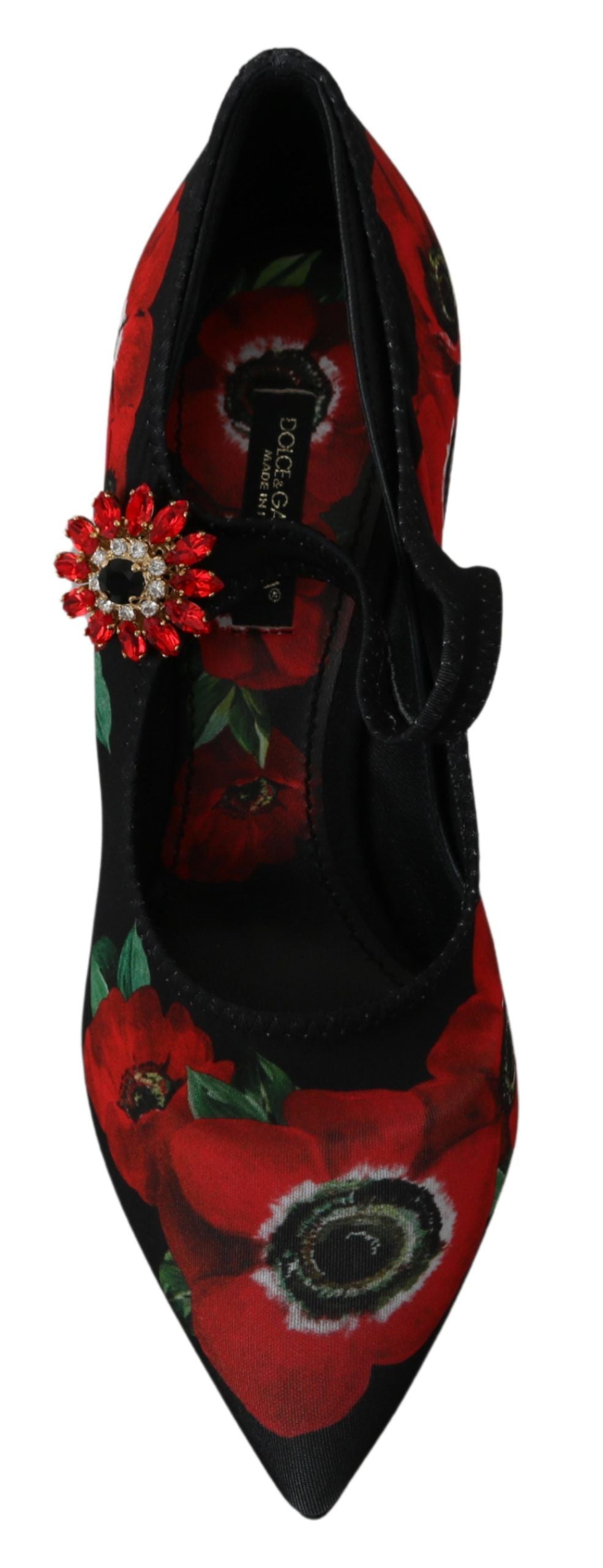 Dolce & Gabbana Black Red Floral Mary Janes Pumps Shoes | Regal Royce