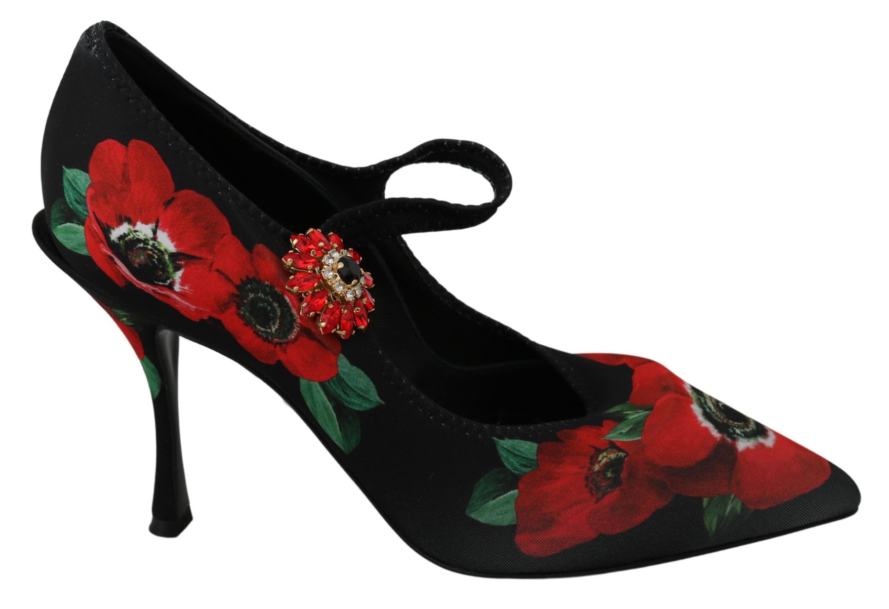 Dolce & Gabbana Black Red Floral Mary Janes Pumps Shoes | Regal Royce