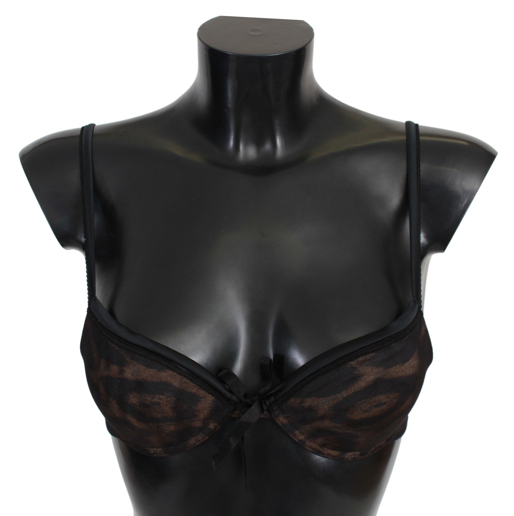 Roberto Cavalli Black Leopard Nylon Push Up Bra Underwear | Regal Royce