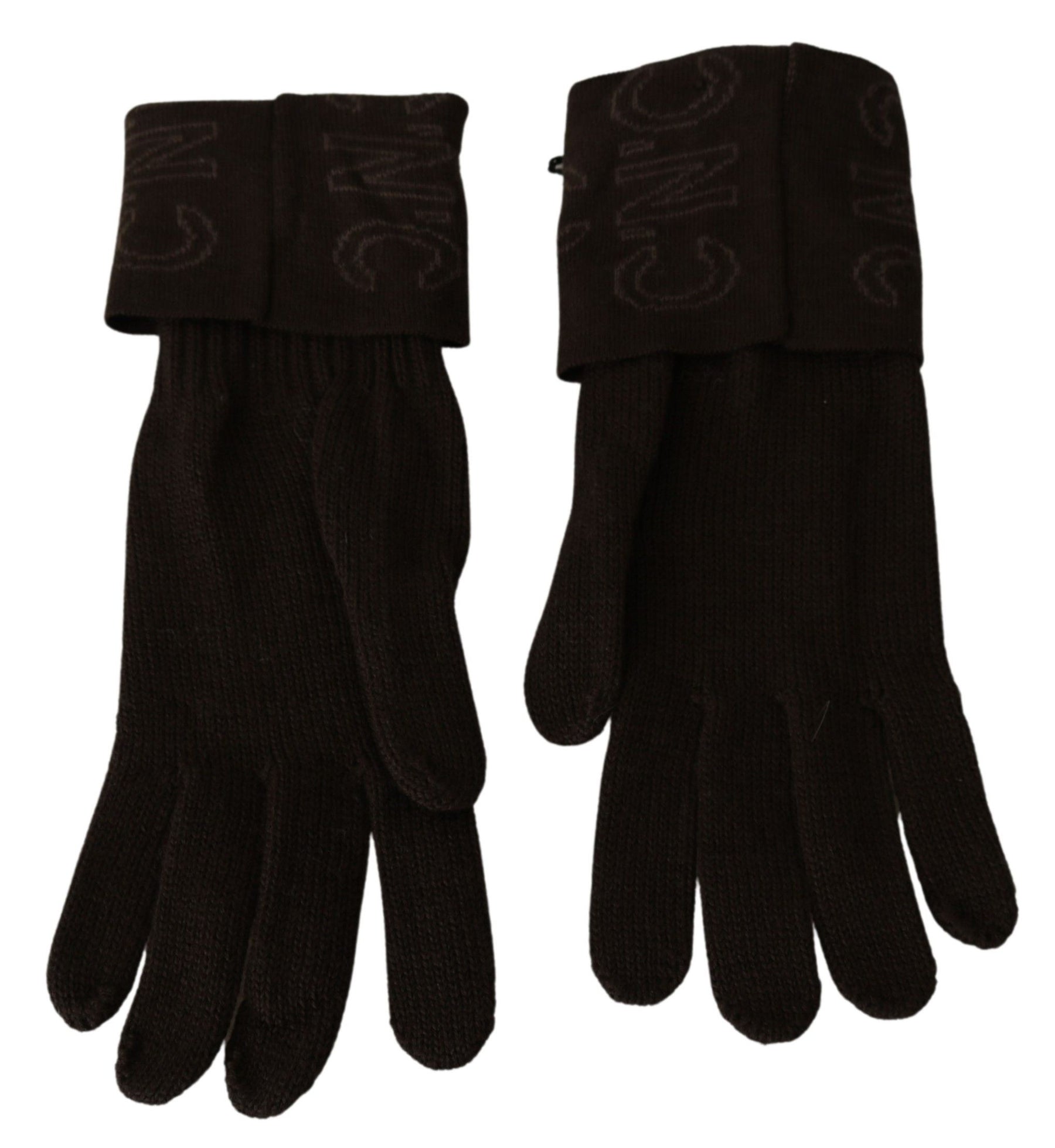 Costume National Brown Wool Knitted One Size Wrist Length Gloves | Regal Royce
