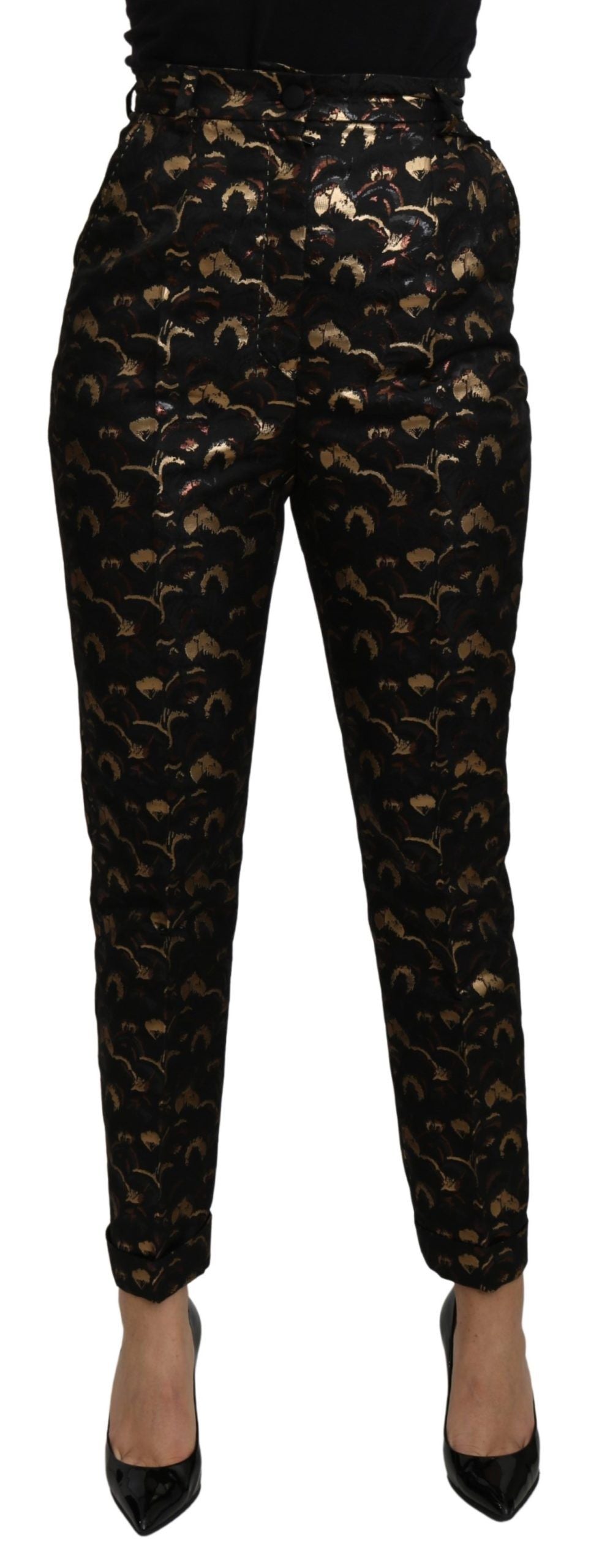 Dolce & Gabbana Black Gold Brocade High Waist Pants | Regal Royce