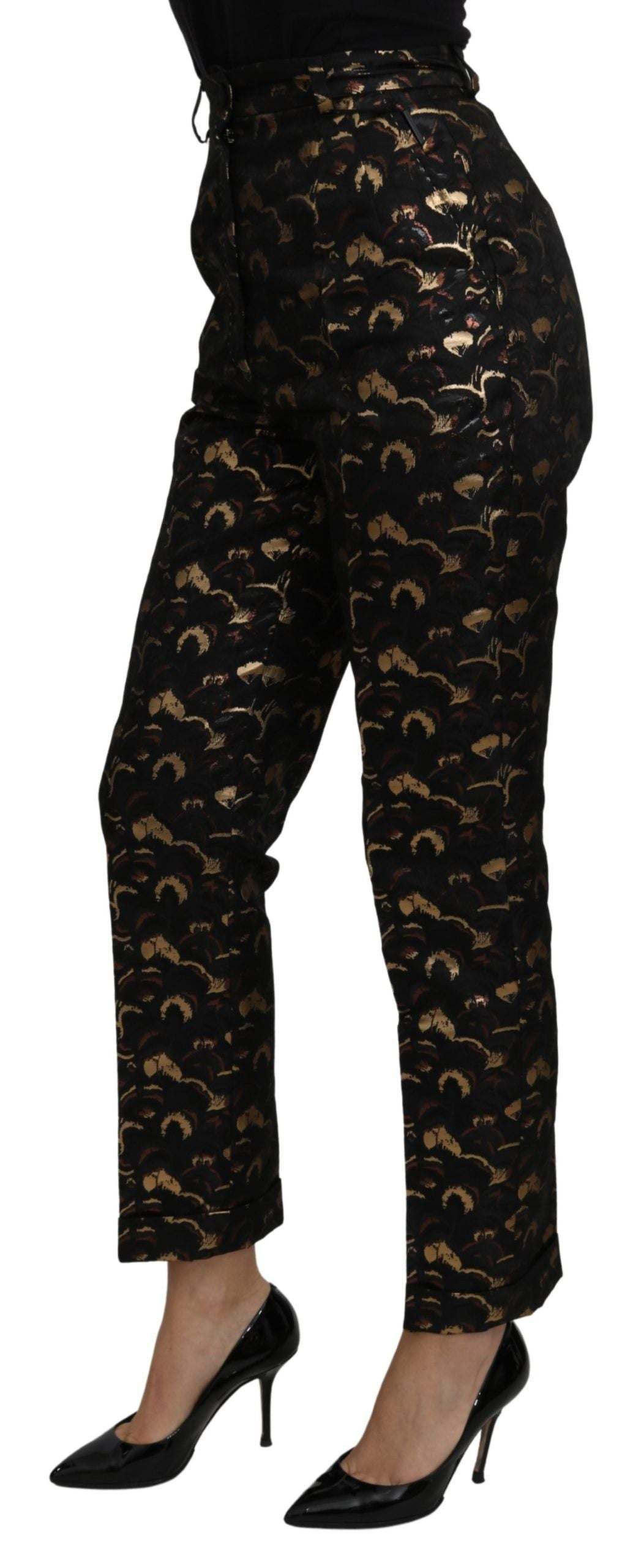 Dolce & Gabbana Black Gold Brocade High Waist Pants | Regal Royce