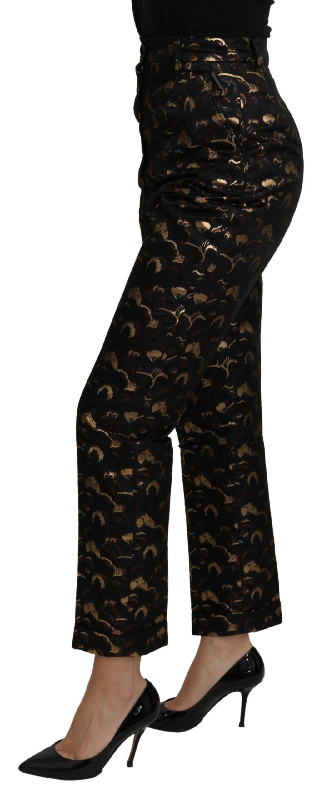 Dolce & Gabbana Black Gold Brocade High Waist Pants | Regal Royce