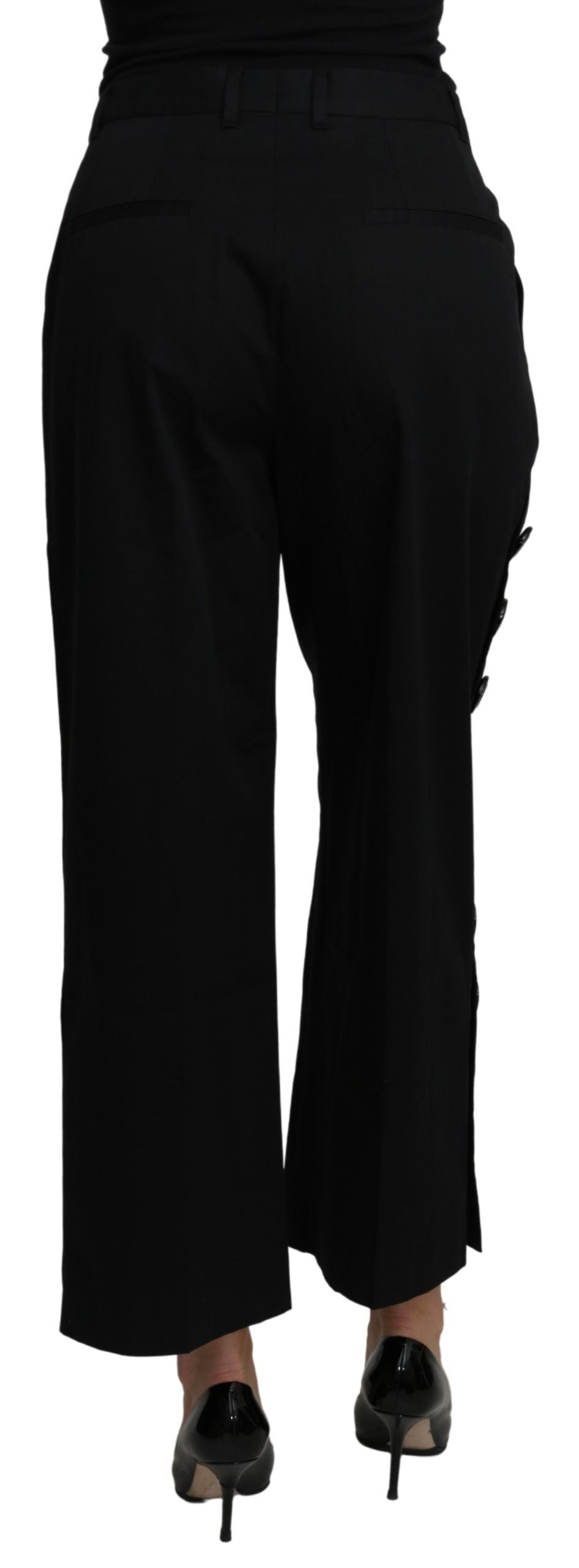 Dolce & Gabbana Black High Waist Cropped Cotton Stretch Pants | Regal Royce
