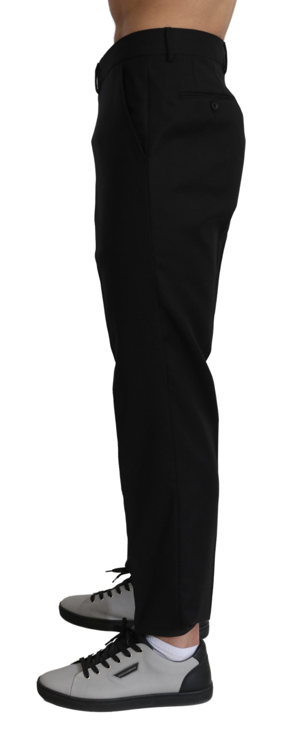 Dolce & Gabbana Black Cotton Wool Formal Dress Pants | Regal Royce