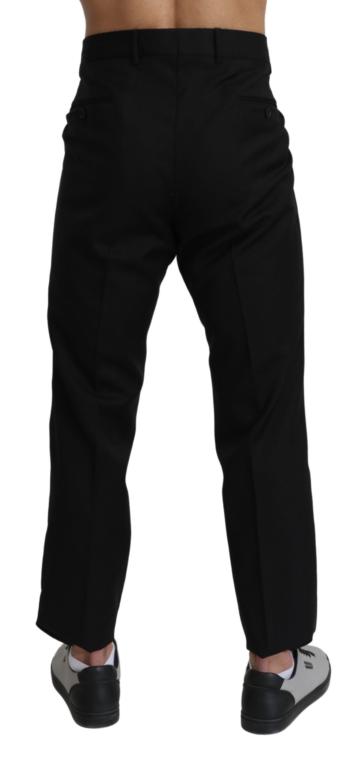 Dolce & Gabbana Black Cotton Wool Formal Dress Pants | Regal Royce