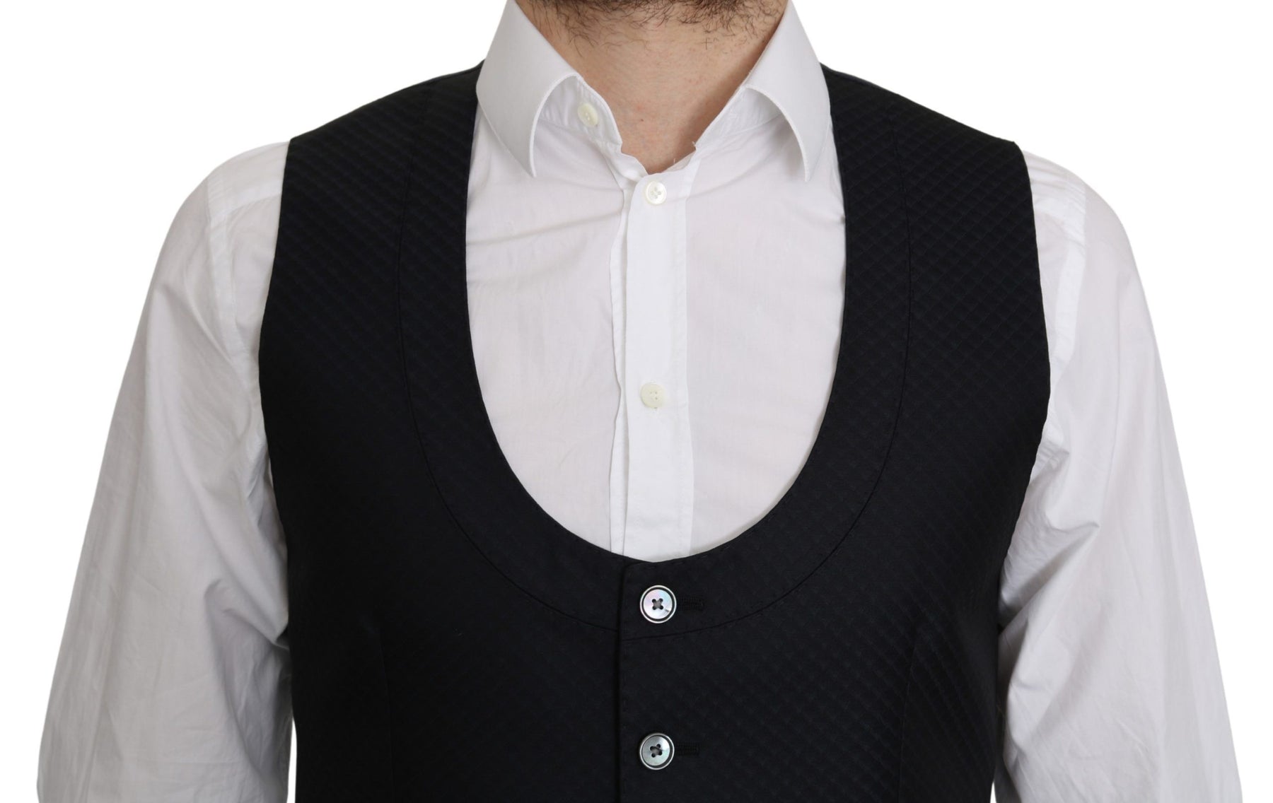 Dolce & Gabbana Blue Silk Romb Pattern Formal Coat Vest | Regal Royce